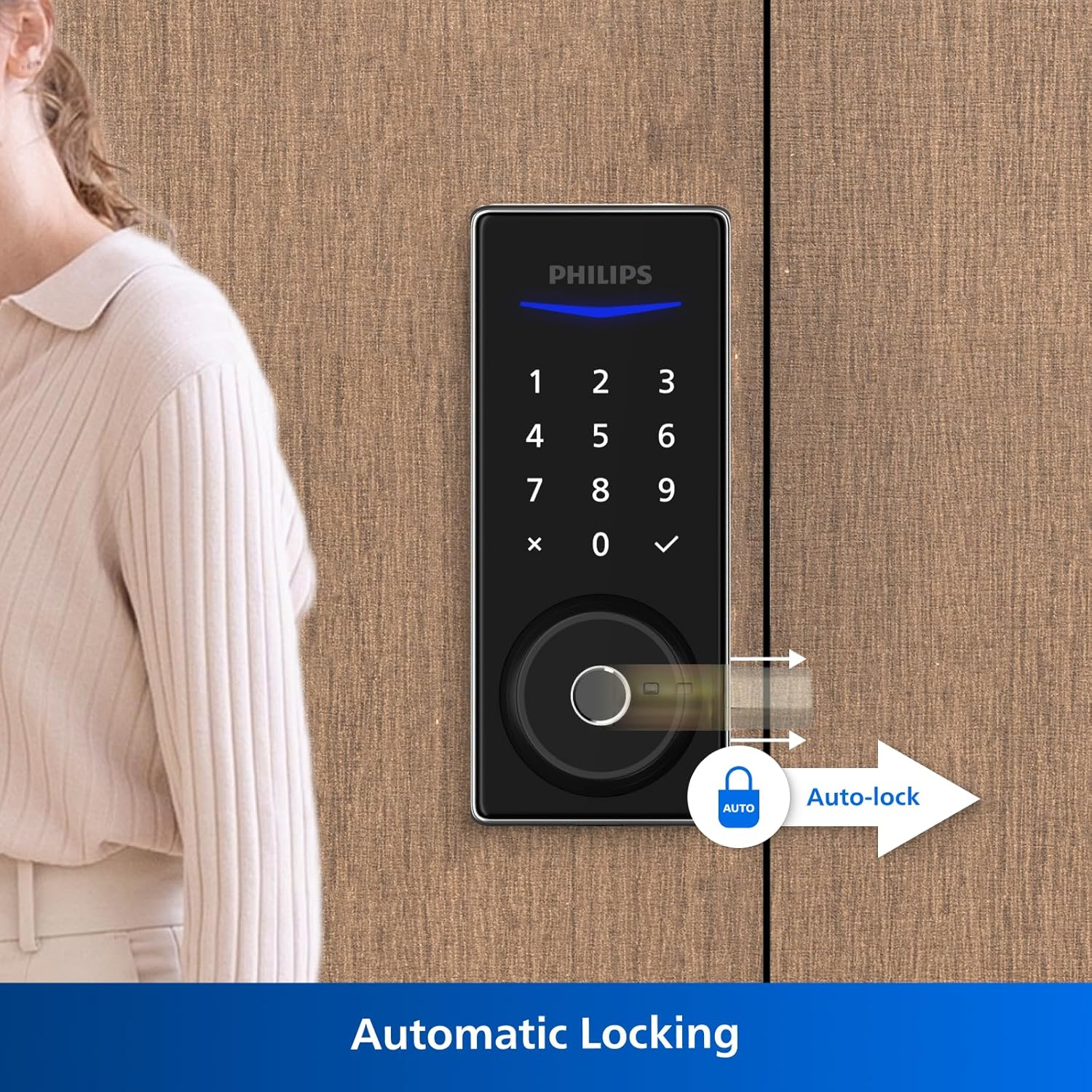 Philips Easykey DDL210S-1H Fingerprint Lock for Smart Home - Smart Door Lock Australia, Fingerprint Lock, Smart Home, Home Improvement, Keyless Door Lock, Smart Home Gadgets, Door Safety Lock- Black image number 3