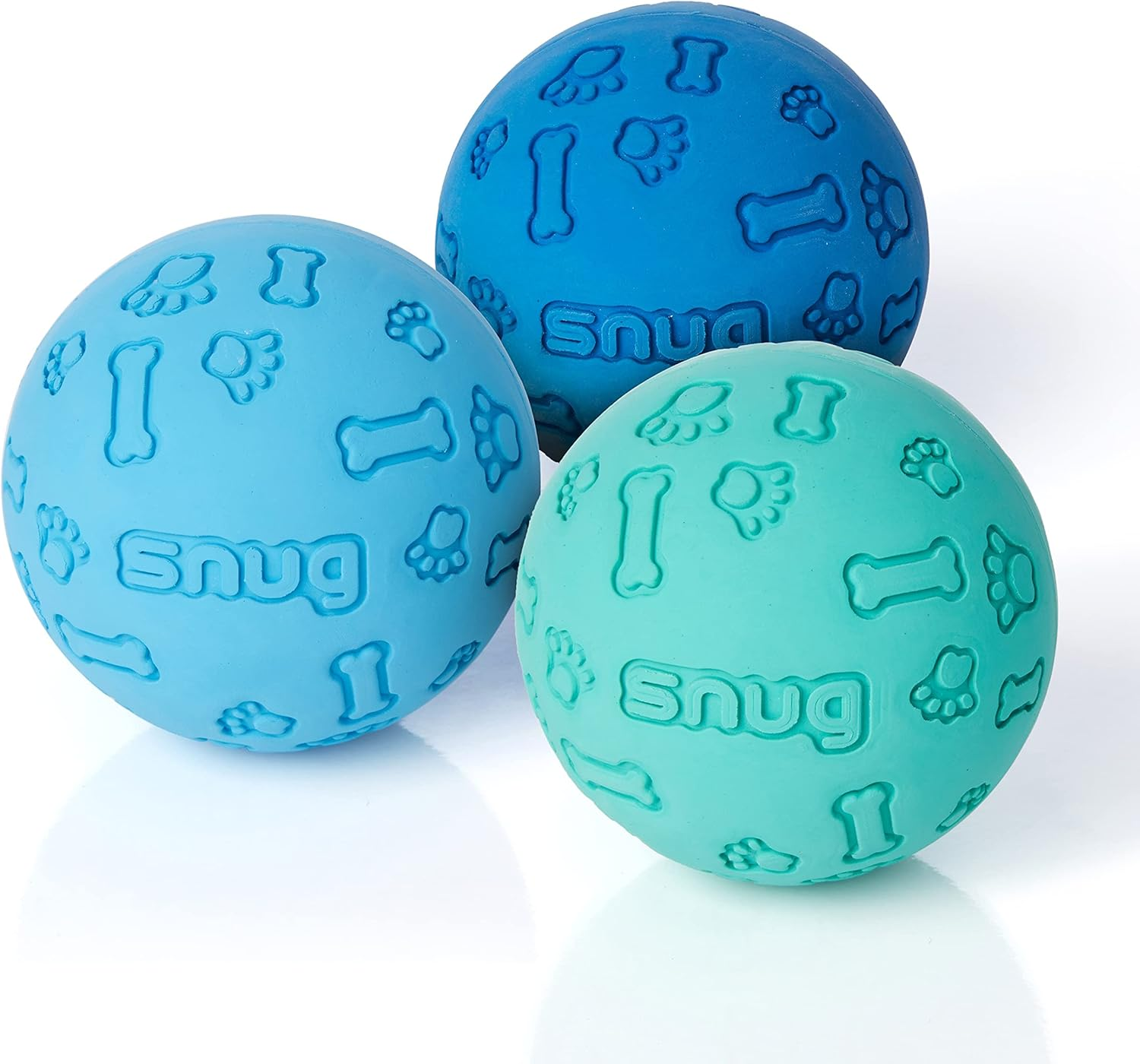 Snug Rubber Dog Balls for Small and Medium Dogs - Tennis Ball Size - Virtually Indestructible (3 Pack - Cool)