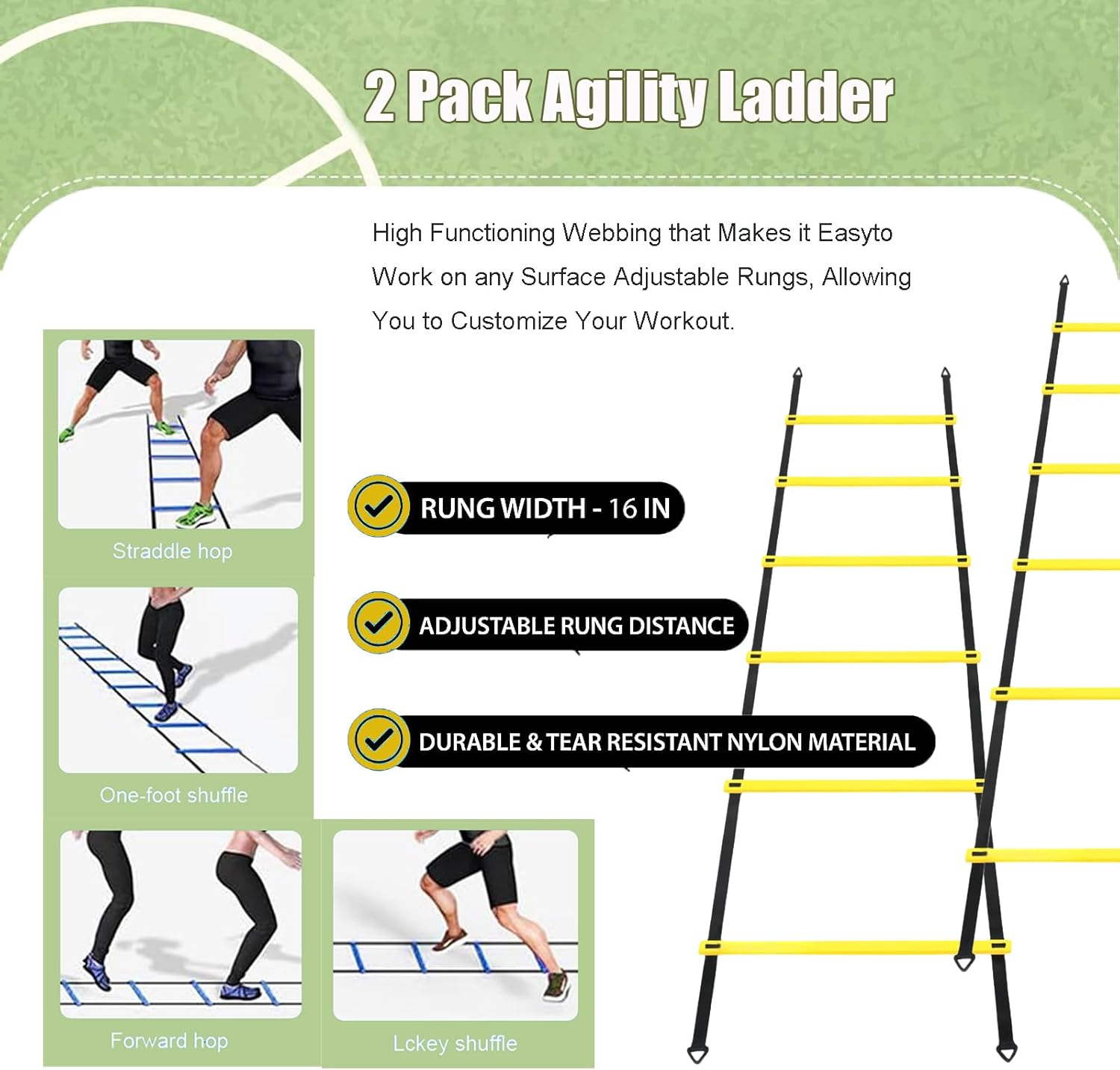 Agility Ladder & Speed Hurdles Soccer Training Equipment Kit Football Training| Footwork Drills | Cones Goalkeeper Practice Equipment for Kids Youth Adult image number 2