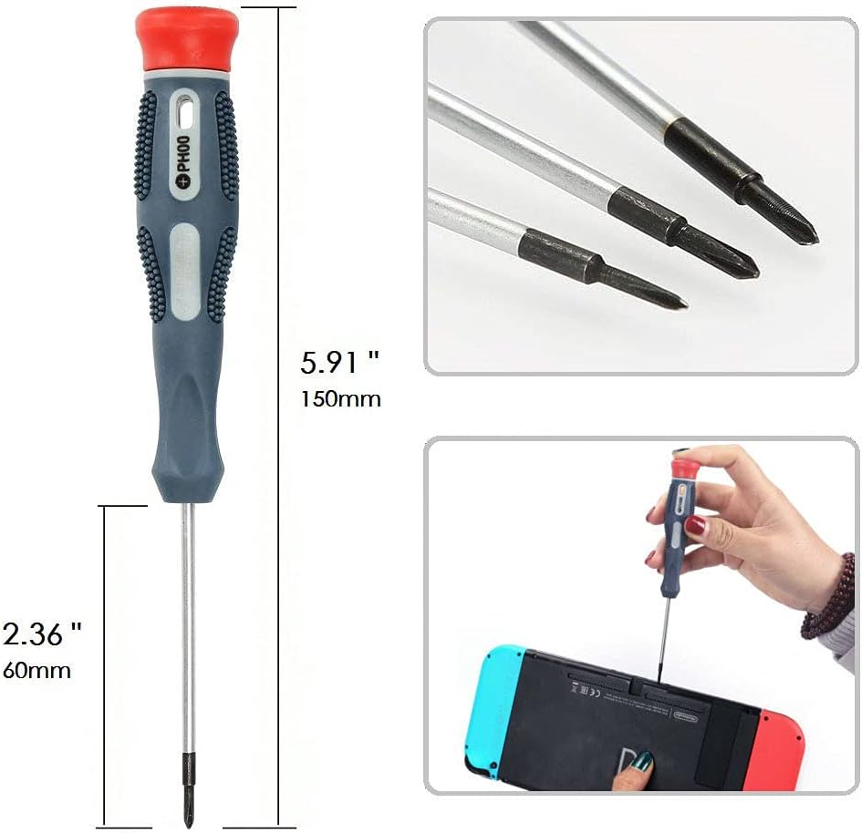 Fixinus Screwdriver Set for Nintendo Switch, Y0 Y00 PH00 Cross Wing Precision Screwdriver Repair Tool Kit Compatible with Switch Joy Con Controller image number 2