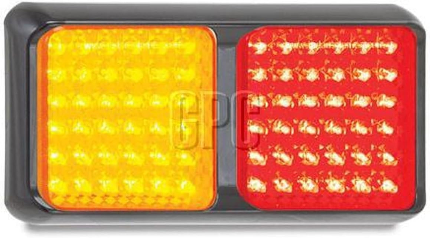 LED Autolamps 80 Double Series 12V Stop/Tail/Indicator 72 Led'S Lamp with Black Bracket, 190 Mm X 100 Mm X 28 Mm Size