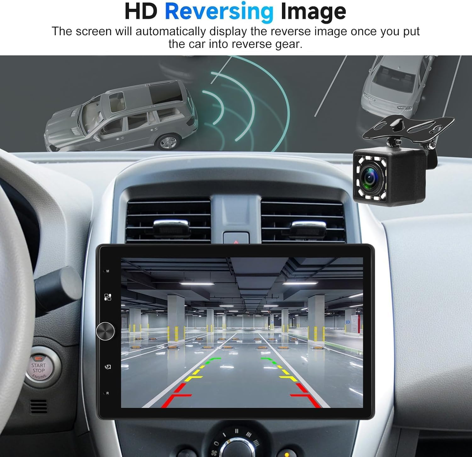 10.4 Inch Single Din Radio Car Stereo with Wireless Carplay Android Auto,Rotatable Touch Screen Head Unit with Bluetooth/16-Band EQ Audio/Mirror Link/Swc/Fm/Usb/Tf Backup Camera