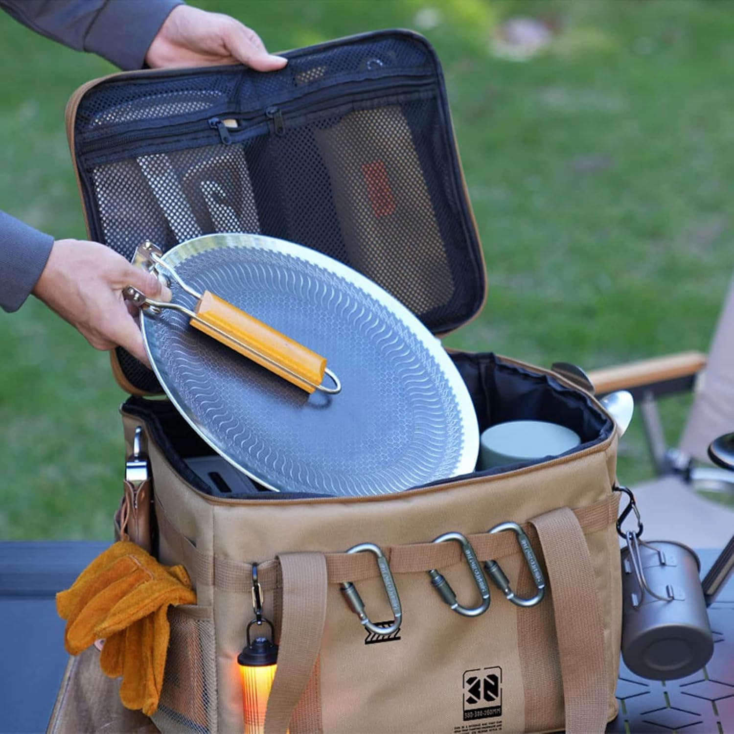 Aebtoe Camp Gear Storage Bag, 30L Utility Duffel Foldable Container with Handle, Camping Organizer Cookware Storage Bags for Moving Dorm Garage Drinks Stove Food Bowl Pot