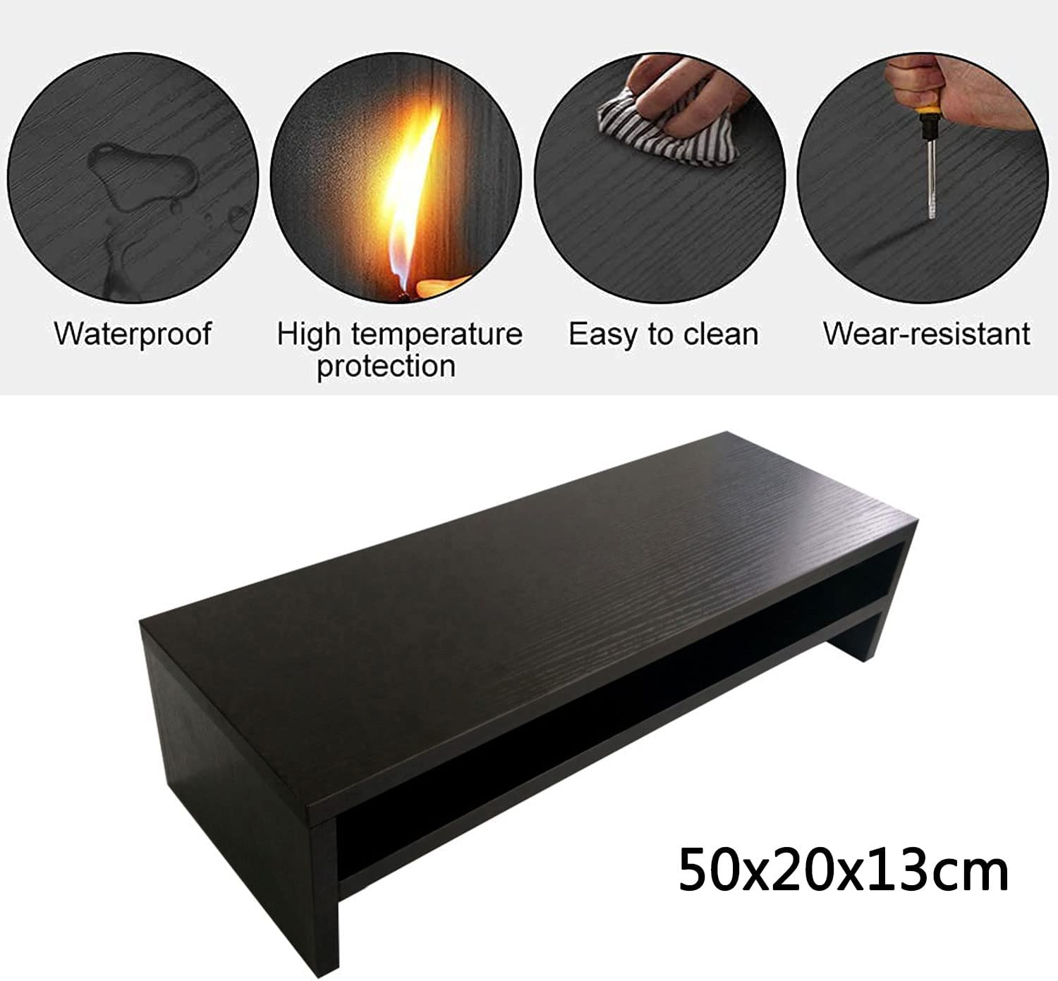 NC Wood Monitor Stand Riser, 2-Tier, Black image number 1