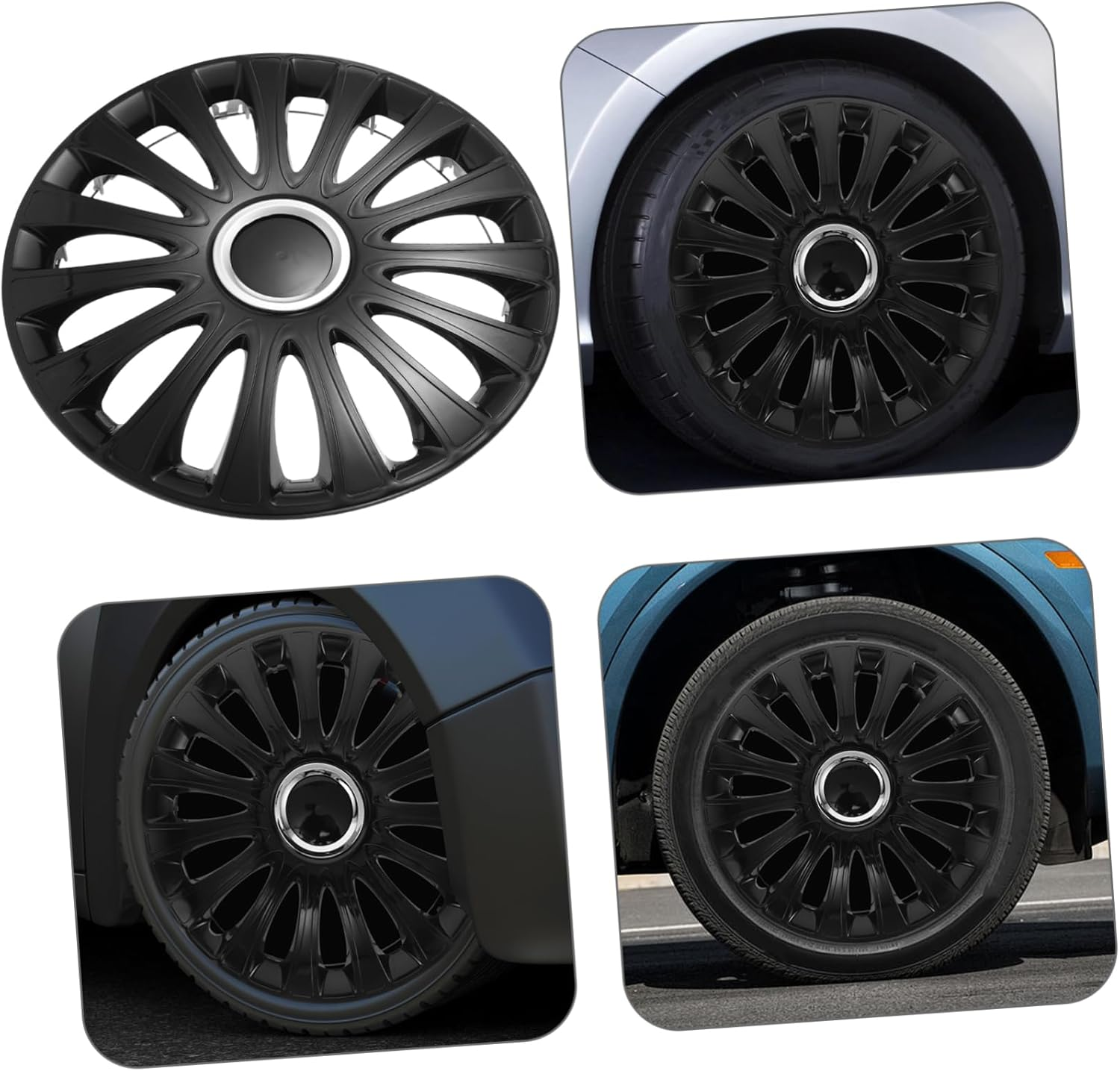 ASAKKURA Universal 14-Inch Automotive Hubcap Wheel Rim Cover, Sturdy Plastic Vehicle Hub Covers for Car Tires, Black Decorative Hub Caps Suitable for Most Cars and Suvs image number 5