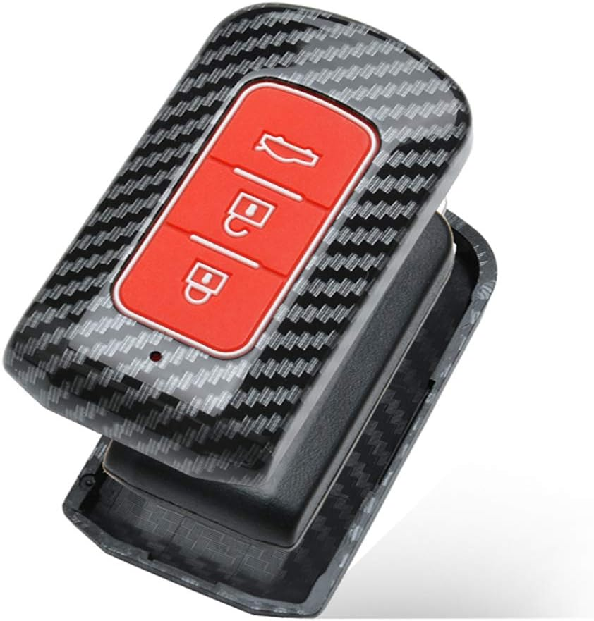 Ontto ABS Car Key Fob Cover Keyring for Mitsubishi ASX Outlander L200 Eclipse Lancer 10 Pajero Sport Accessories Remote Key Shell Plastic Silicone Key Case Key Holder Protector 2 Buttons Carbon Black image number 7