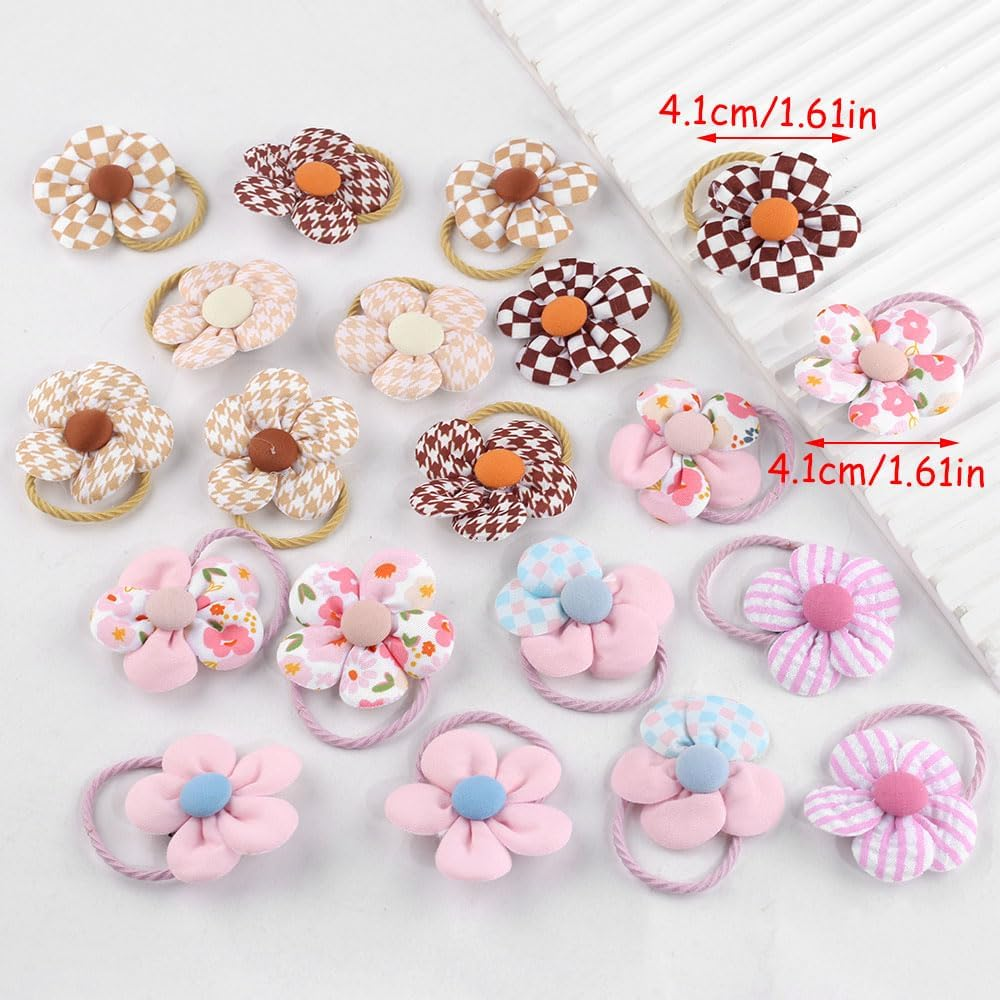 20Pcs Girls Hair Ties Toddler Hair Ties No Damage,Colorful Flower Hair Ties Kids Hair Ties Baby Hair Bands Small Ponytail Holders Soft Hair Ties,Cute Hair Ties Toddler Hair Accessories for Girls image number 6