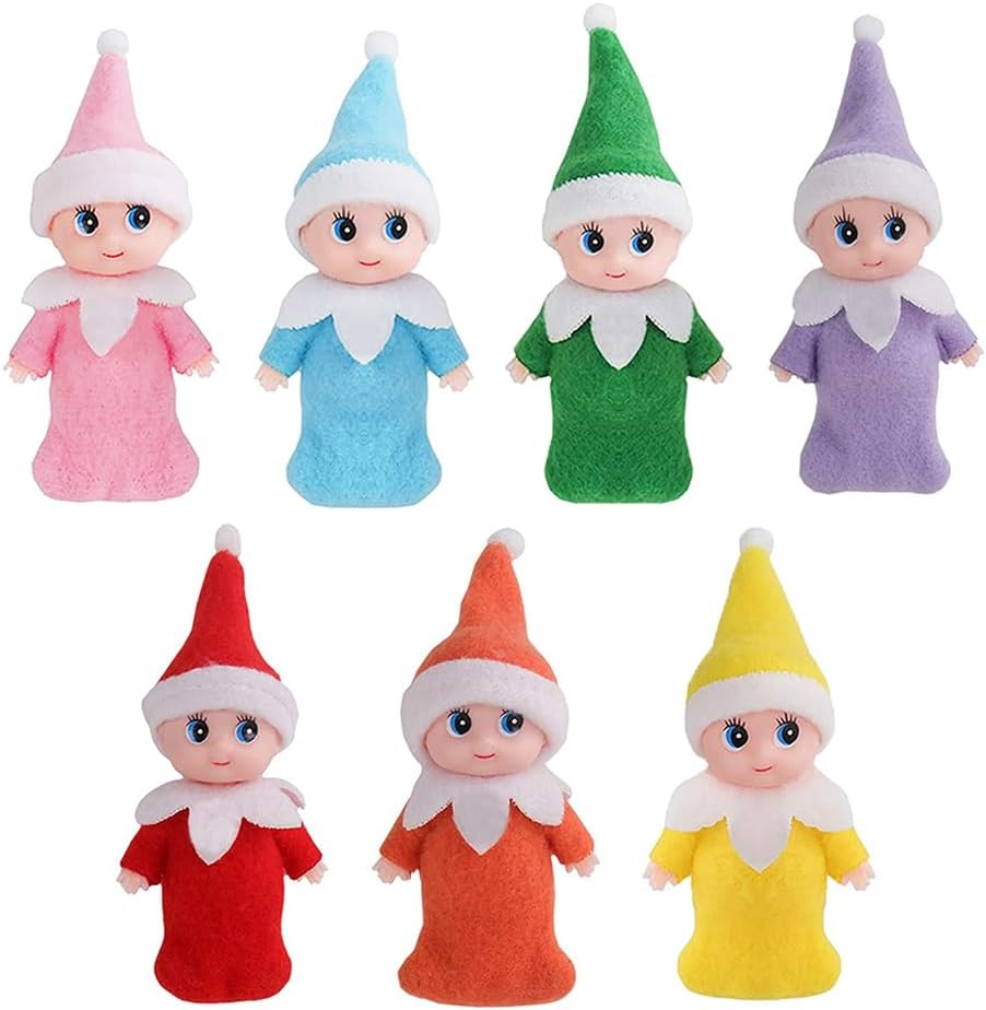 JHBEMAXS 7 PCS Mini Baby Elf Twins Kindness Elves Craft Set Tiny Dolls for Girls Boys Kids Adults (Pack of 7 Pieces) image number 2