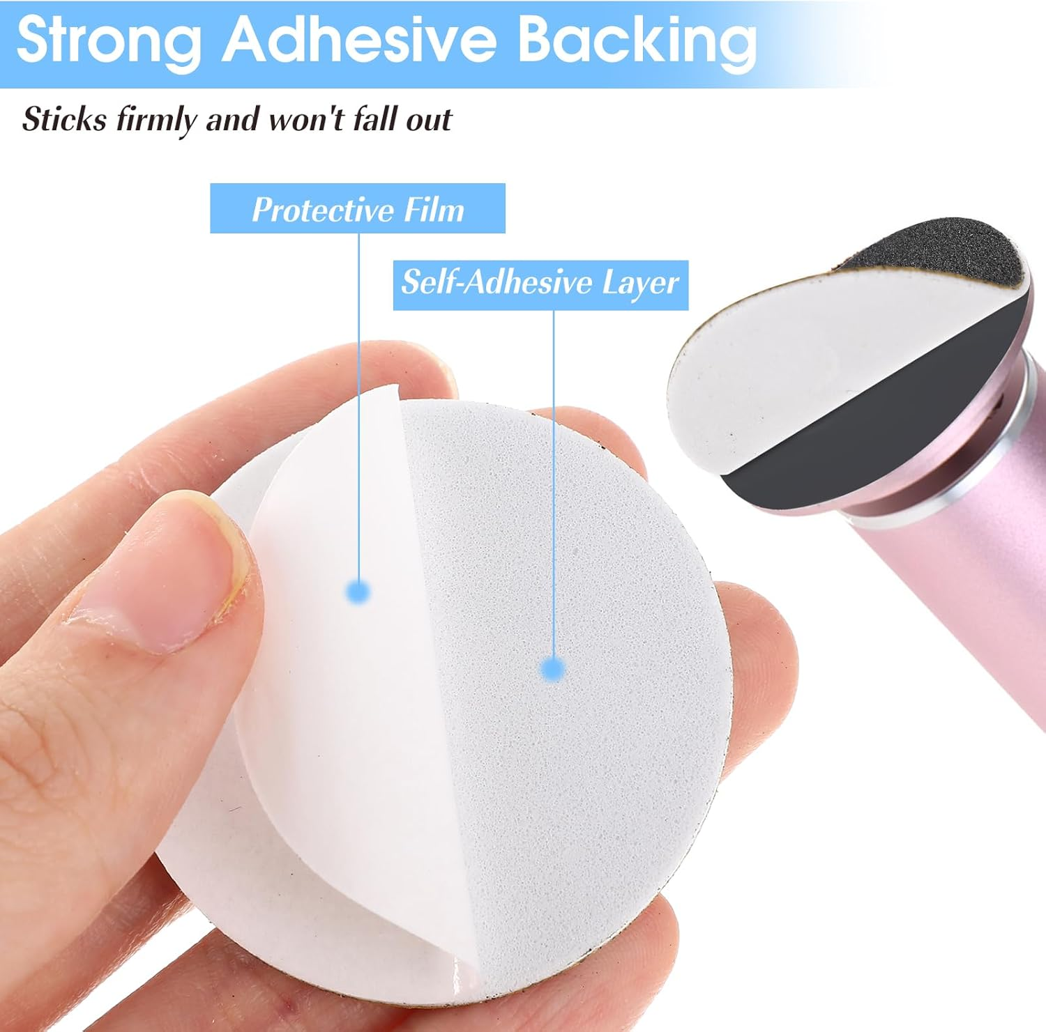 Dimeho 60 Pcs Replaceable Sandpaper Refill Discs 180 Grit Sandpaper Pad Discs for Electric Foot File Callus Remover Foot File Pedicure Tool Replacement Sandpaper Disk Set for Hard Dead Skin Removal image number 1