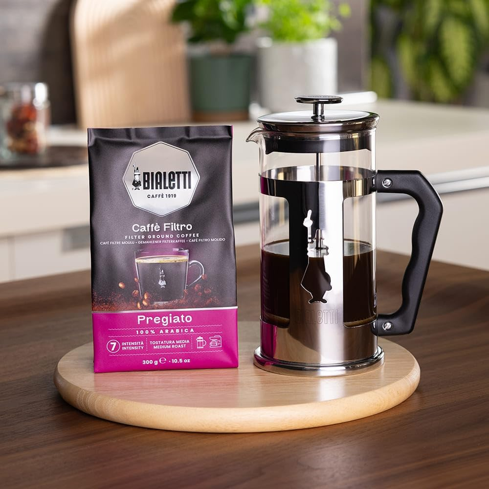 Bialetti - Caffe Filtro Ground Coffee for Coffee Press, 100% Arabica Blend, Medium Roast, Intensity 7, 300G, Bag with Flavour-Saving Valve image number 4