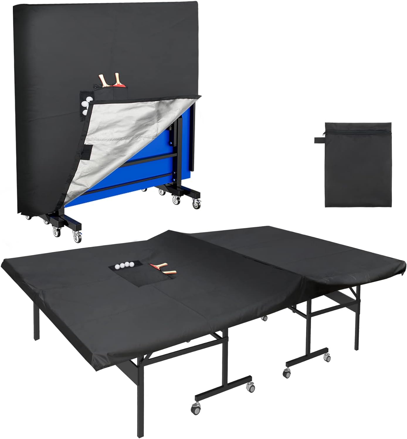 Coolrunner Ping Pong Table Cover - Waterproof Indoor & Outdoor, 420D Oxford Fabric for Folding & Flat Tables image number 2