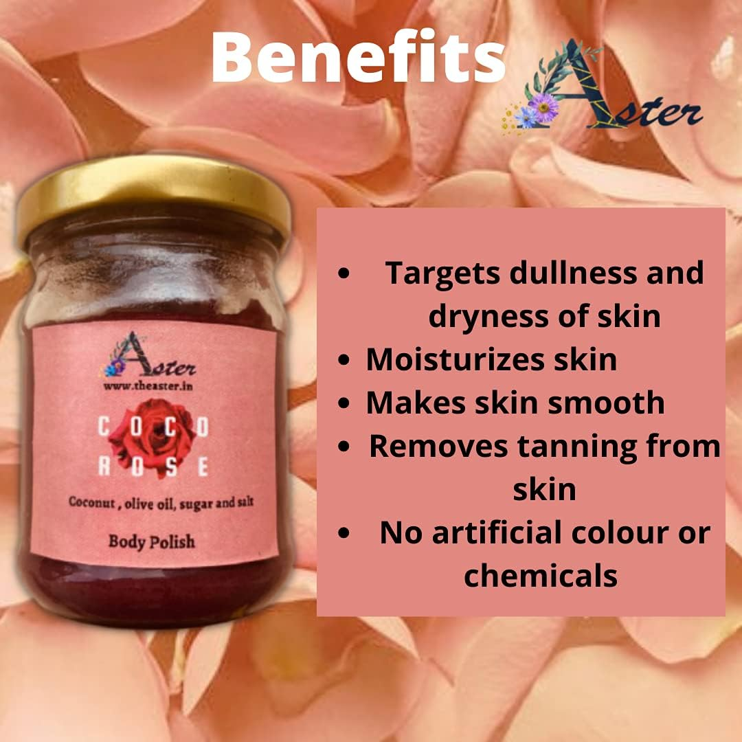 Aster COCO ROSE SCRUB, Body Scrub, Rose Scrub, Handmade, Gentle Exfoliation, Exfoliation & Cleansing for Glowing, Smooth and Soft Skin, No Paraben & SLS, Body Polish 100 GMS image number 5