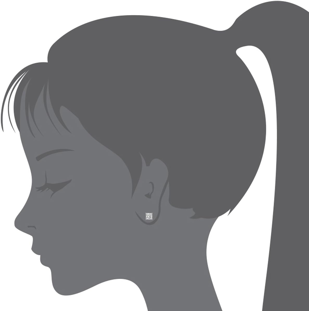 925 Sterling Silver Rhodium Plated 3,4,5Mm Princess Cut Cubic Zirconia Screwback Baby Girls Earrings image number 2