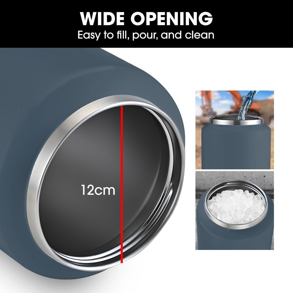 Baumr-Ag 3.8L Double Wall Insulated Stainless Steel Water Bottle, Drink Jug with Handle, Blue