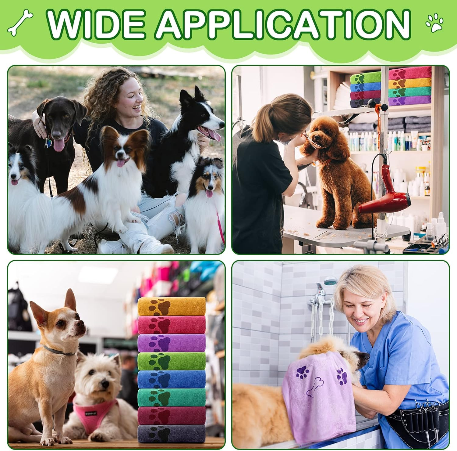 Chumia 8 Pcs Dog Towels for Drying Dogs Cats Pet Towels Bulk Puppy Microfiber Quick Drying Paw Bath Bathing Supplies Absorbent for Medium Pets(Colorful,40 X 24 Inch) image number 7