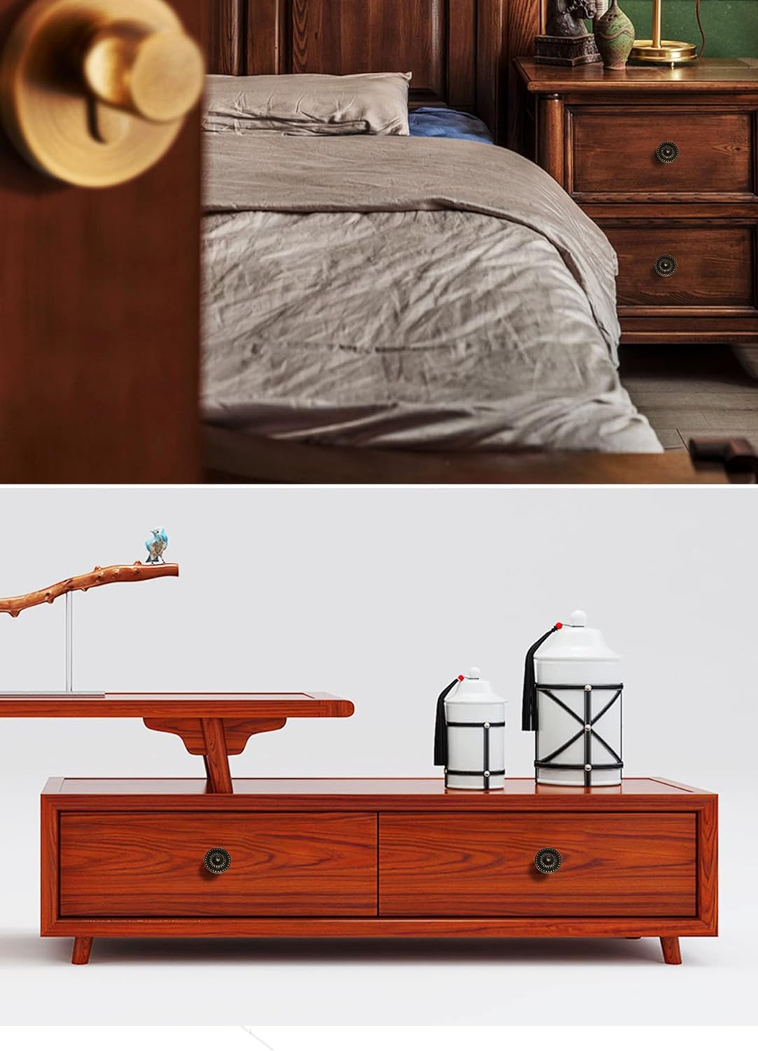 10Pcs Vintage Knobs Retro Chic round Knobs,Antique Cabinet Knobs,Retro round Drawer Pull Knobs Handles,Vintage Dresser Knobs Bronze,Vintage Cabinet Drawer Knobs, Antique Bronze Dresser Drawer Handles