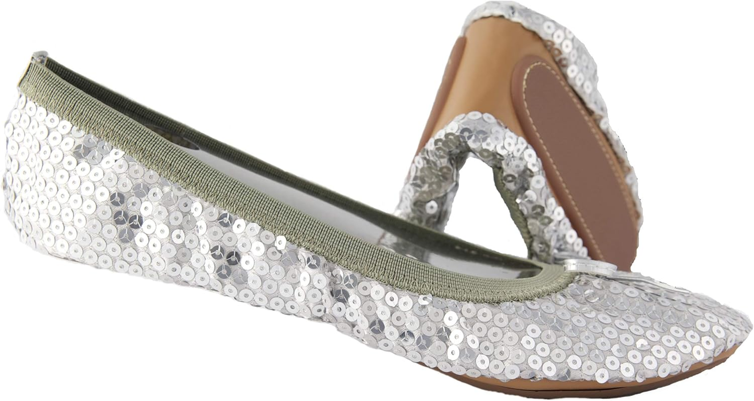 Fit in Clouds Womens Sequin Foldable Portable Flats image number 2