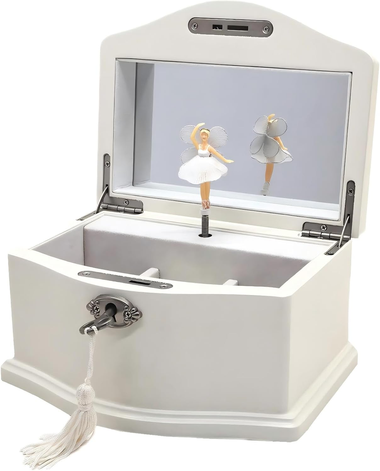 Lihou Papaq Musical Ballerina Jewelry Box for Girls and Women - Kids Music Box with Spinning Ballerina,Mirror and Lock,Gifts for Christmas,Birthday,Valentine'S Day-Medium (White) - Pink image number 6