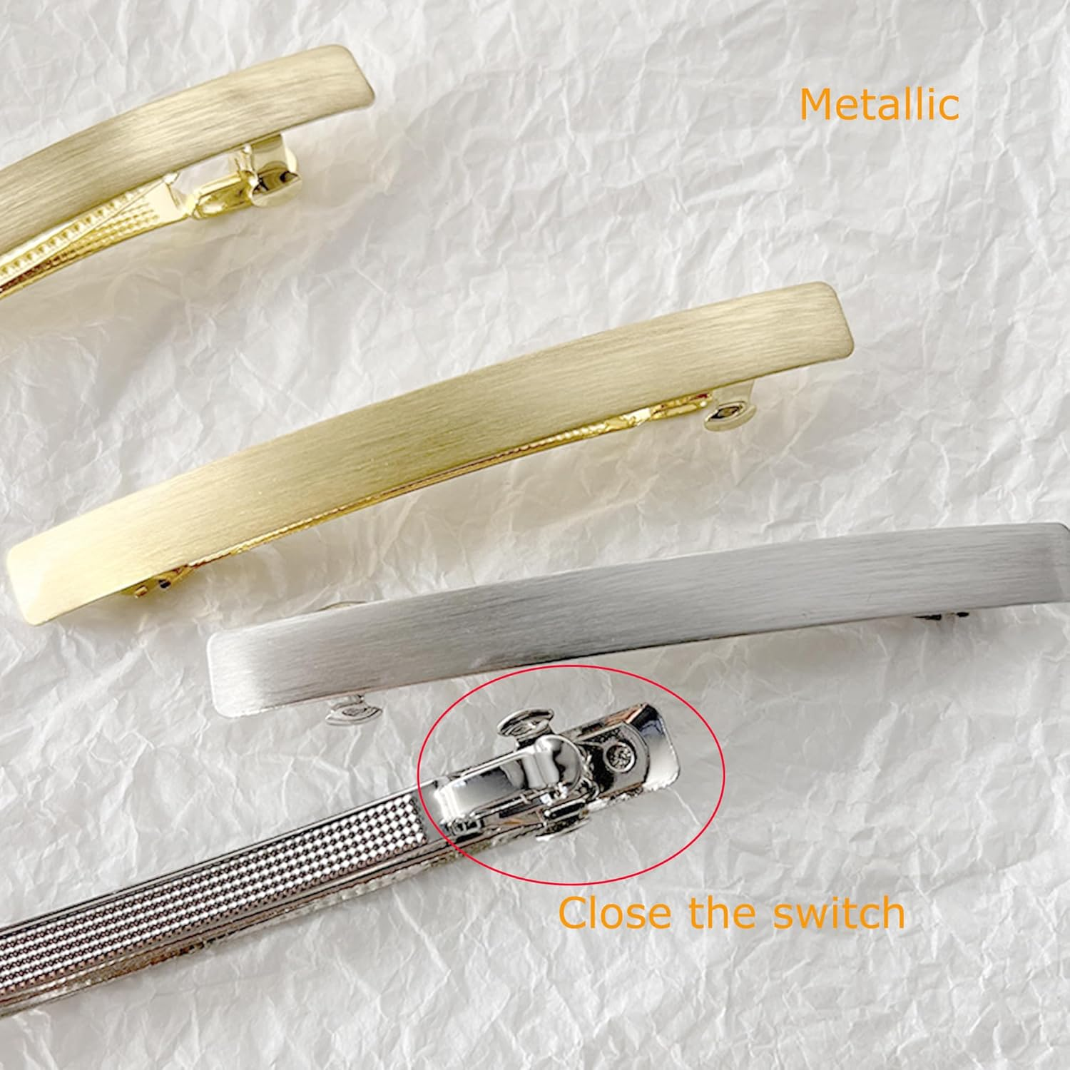 Hezhou Pack of 2 Small Slim Strip Hair Pins Metal Snap Barrettes Straight Hair Barrettes French Hair Clips Women'S Hair Clip Decorative Hair Accessories for Women (Gold + Silver)