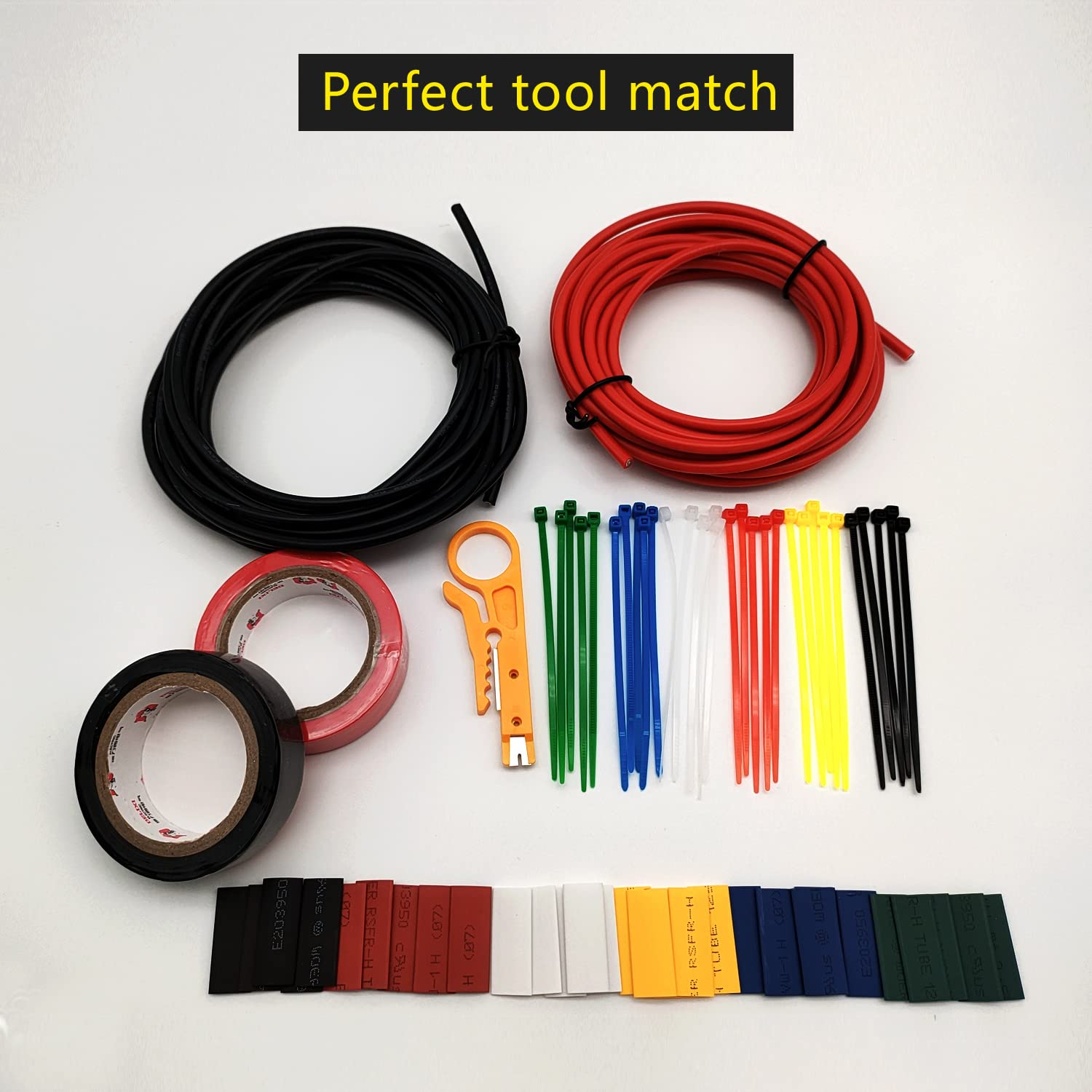 10AWG Flexible Silicone DIY Electric Wire Power Cable Routing 1050 Strands 0.08Mm Tinned Copper Wire Resistant to Heat and Cold Electrical Tape 2 Color X 10Ft Tools Included image number 2