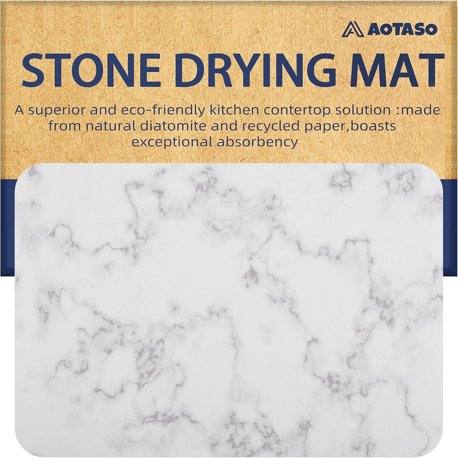 12X16 Inch Marble Stone Drying Mat for Kitchen Counter Super Absorbent Dish Drying Mat Diatomaceous Earth Quick Dry Dish Mat（1 Pc ） image number 2