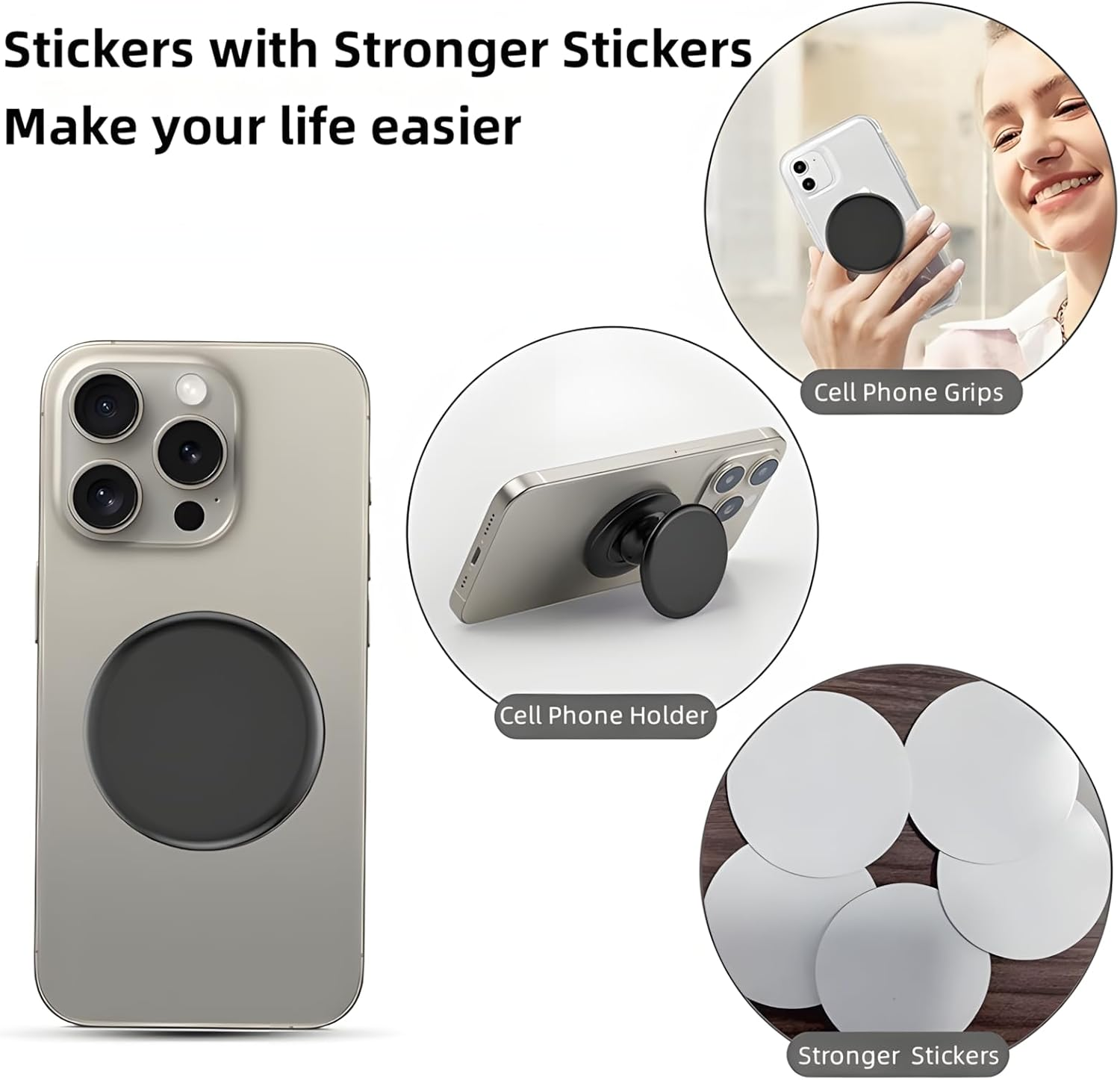 Drimzate Silicone Phone Grip with Expanding Kickstand, Cell Phone Holder for Hand，Pink - Green+White image number 6