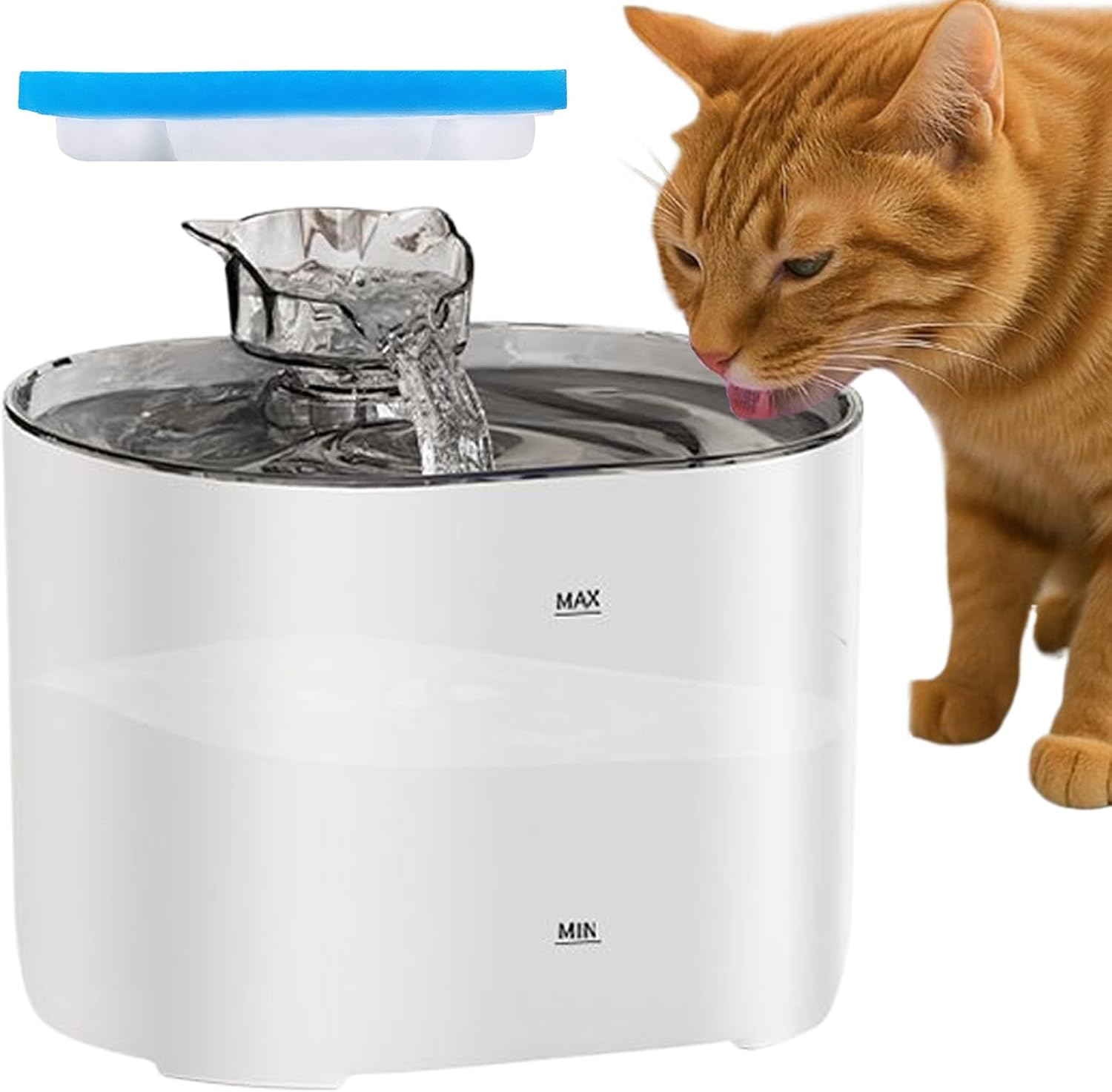 Huayeex Pet Drinking Fountain - Cat Running Water Dispenser Fountain with Filter - Quiet Multiple Pets Dog Waterer Drinking Bowl for Indoor Home Short Trip Travel Outing image number 3