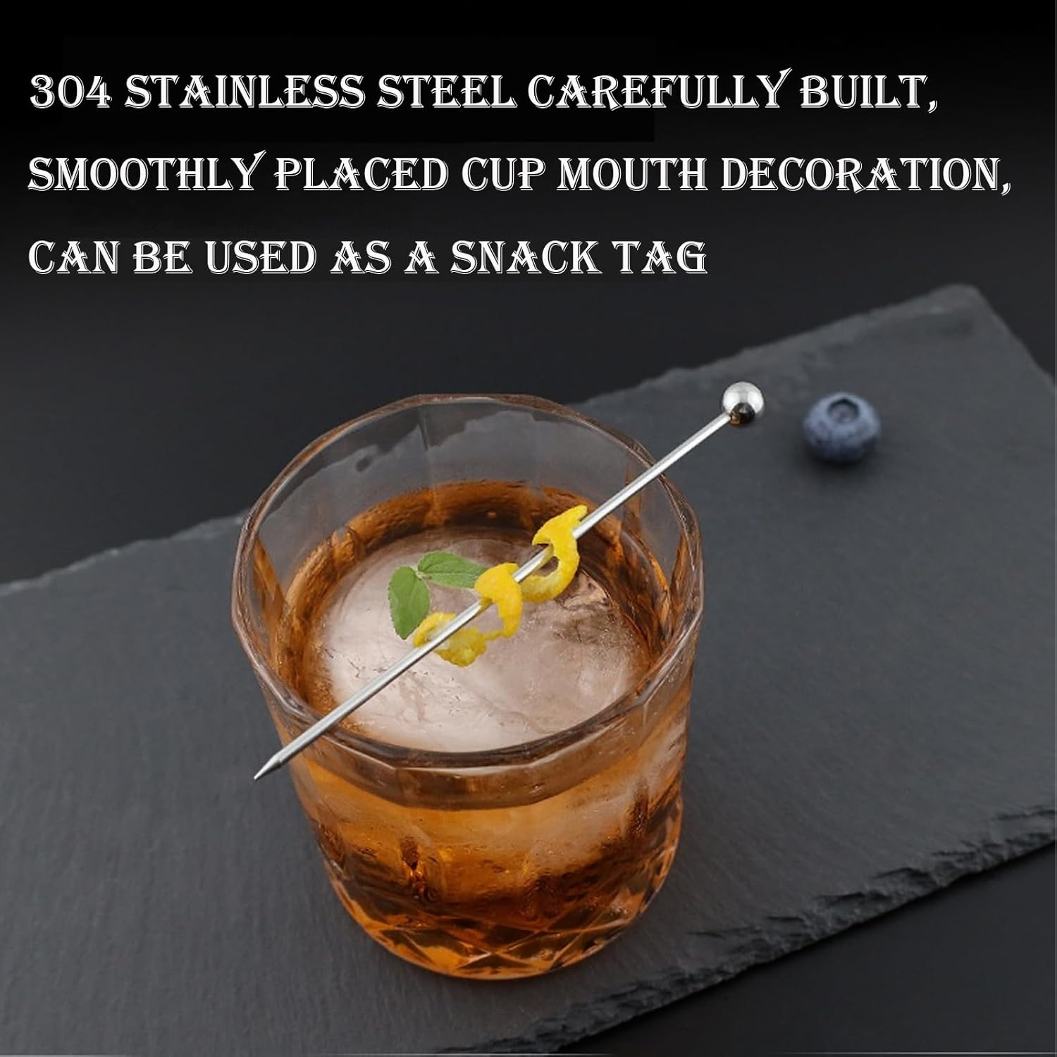 20Pcs Stainless Steel Cocktail Picks,4.3-Inch Reusable Fruit Bar,Metal Cocktail Party Toothpicks,Suitable for Fruit,Appetizers,Club Sandwiches,Bars or Parties (Silver) image number 3