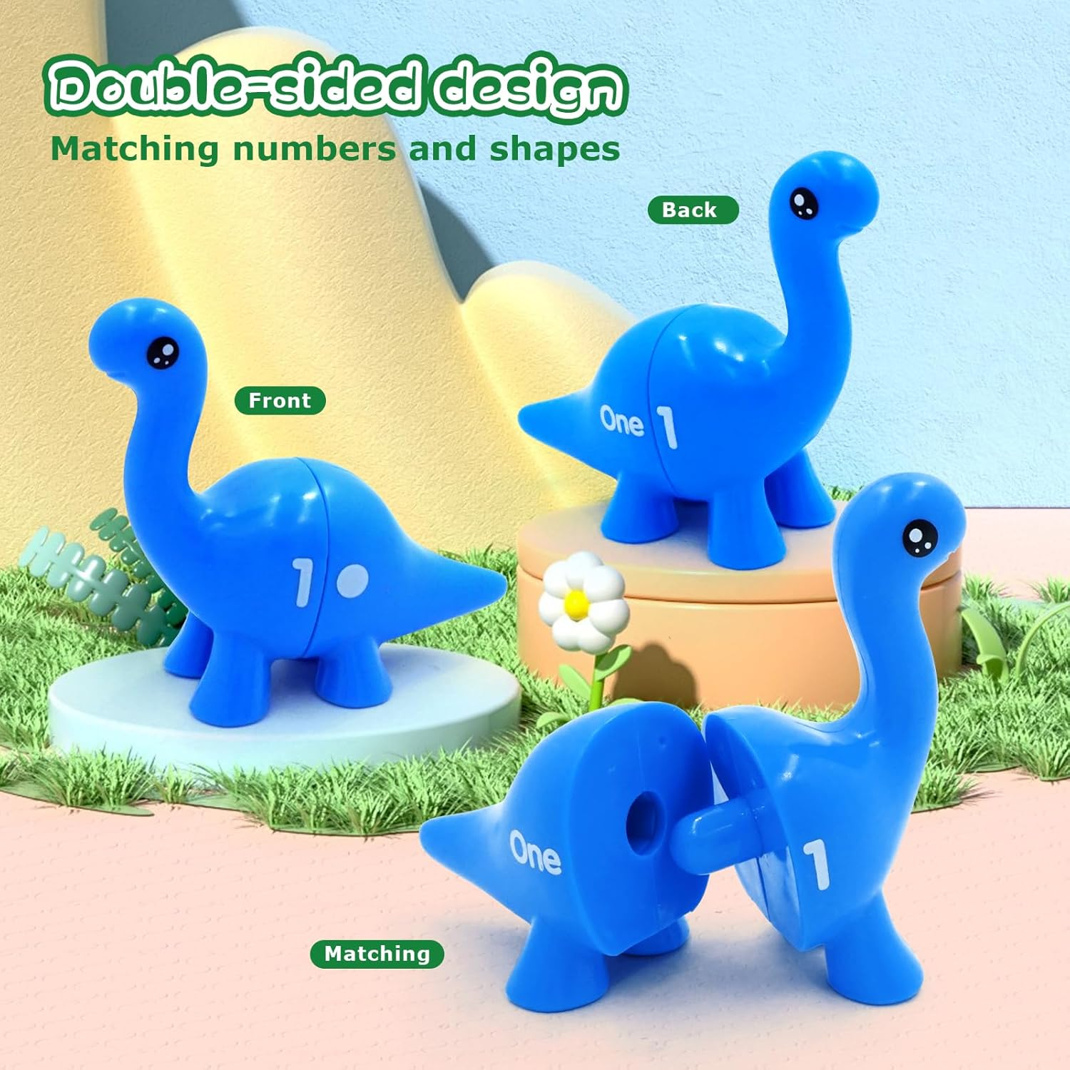 Peeokuo Matching Number Counting Dinosaur Toys with Double-Sided 1 to 10 Math Match Preschool Learning Sensory Sorting Educational Montessori Toy Sets Sorting Sensory Toys for Age 3+ Girls image number 4