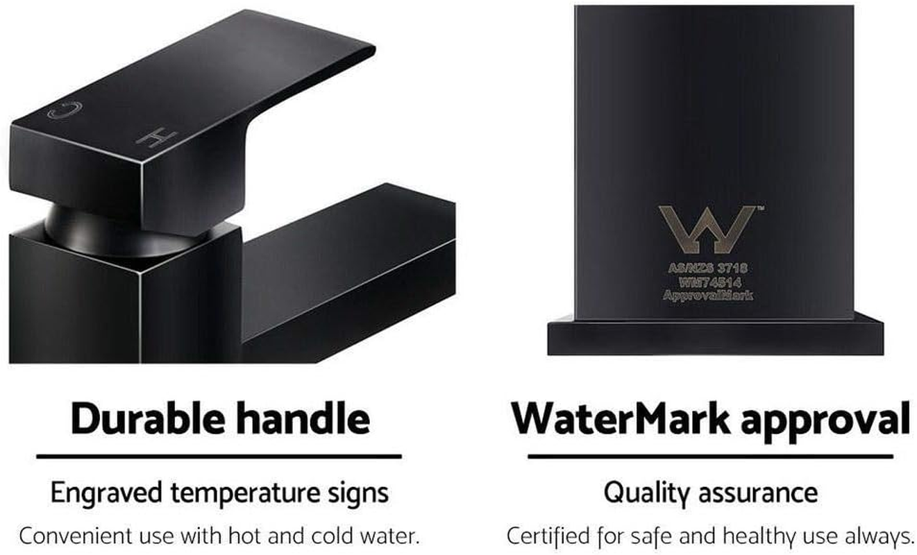 Cefito Basin Mixer Tap, 6L/Min Bathroom Taps Filter Swivel Brass Faucet Kitchen Sink Water Faucets Spray Head Bath Fixtures Home Laundry Vanity Improvement, Hot and Cold Switch Black