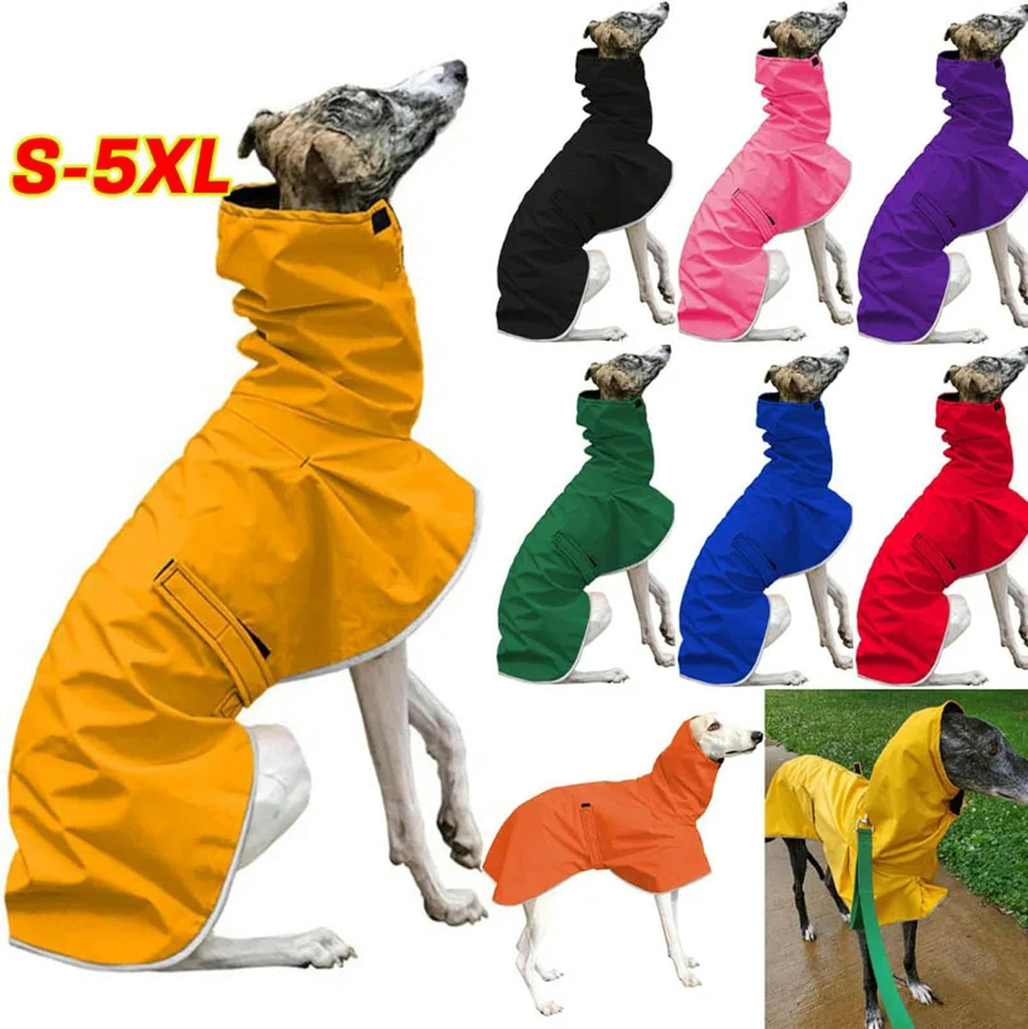 UOSIA Dog Warm Jacket Waterproof Whippet Coat Winter Adjustable Greyhound Clothes Cold Weather Warm Fleece Clothes Italian Greyhound Clothes for Medium Large Dogs（Orange,L） image number 1