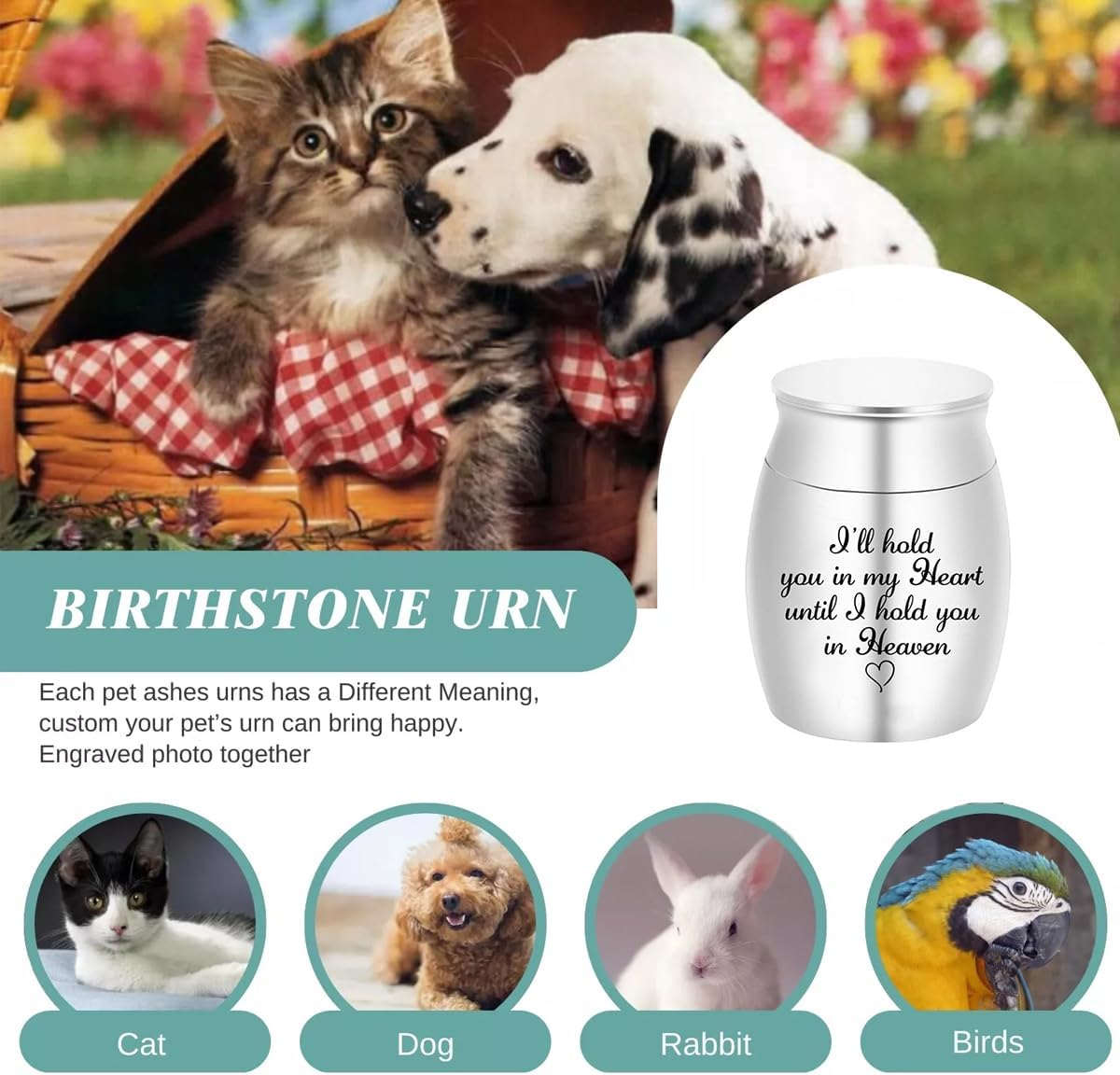 AIMALL Mini Stainless Steel Urn for Pet and Loved Ones' Ashes, Personalized Memorial Keepsake, Small Pet Ashes Pot, Perfume Bottle Design for Dogs, Cats, Birds, and Rabbits, Durable and Compact