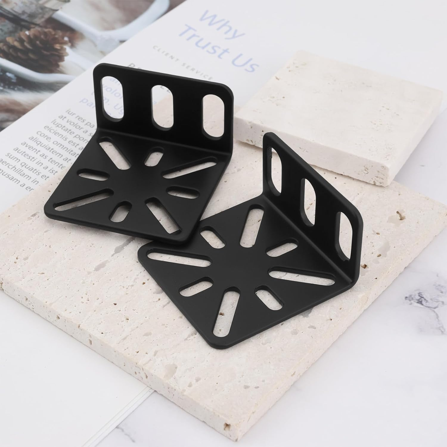 Be in Your Mind 2Pcs Switch Adjustable Rack Rack Mount Kit Adjustable Hole Distance 13-35Mm Compatible with Buffalo Tech 17.3 Inch Compatible with Cisco 45X44.5X25Mm Black image number 3