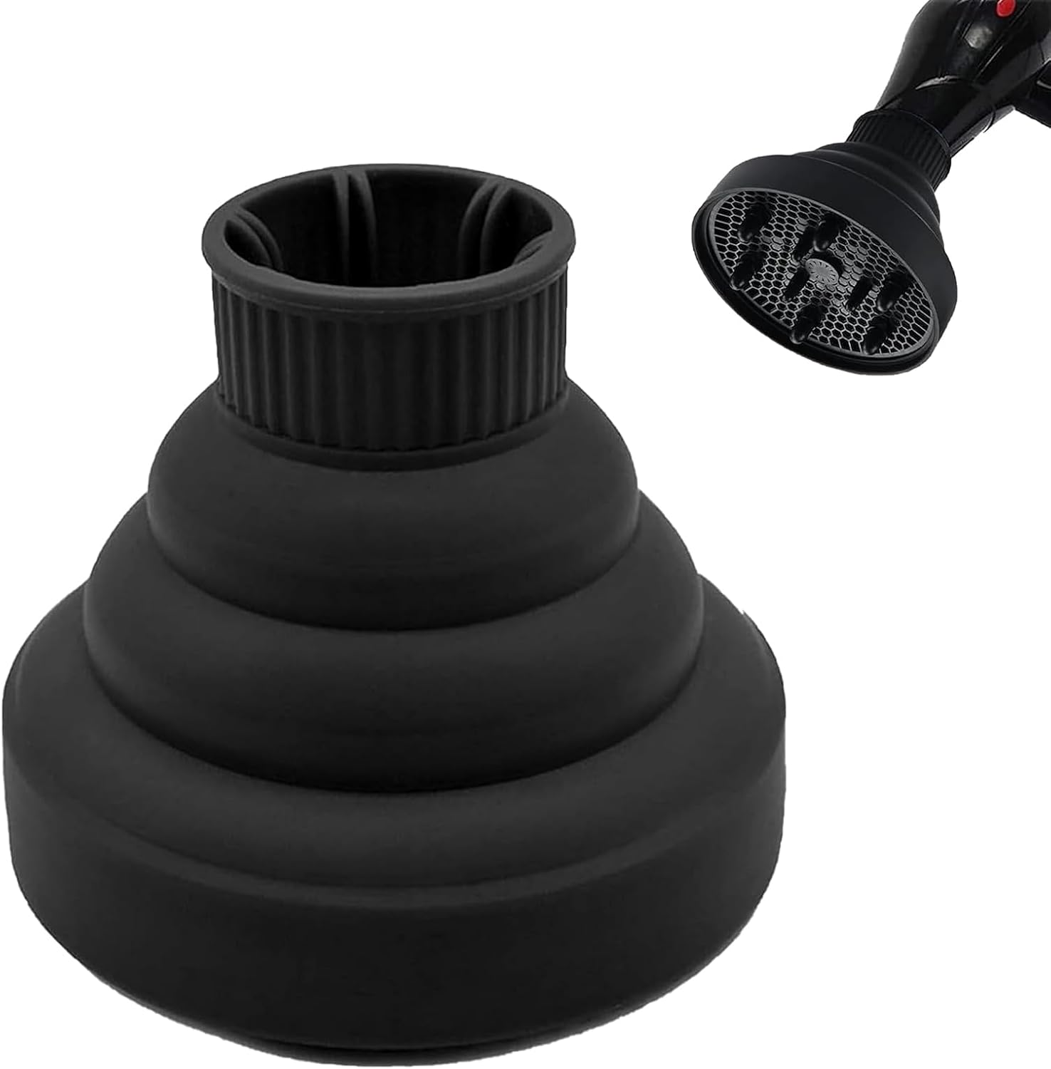 Diffuser Hair Universal, Diffuser Attachment Hair Dryer, Foldable, Portable, for Curly or Wavy Hair Styling (Black)