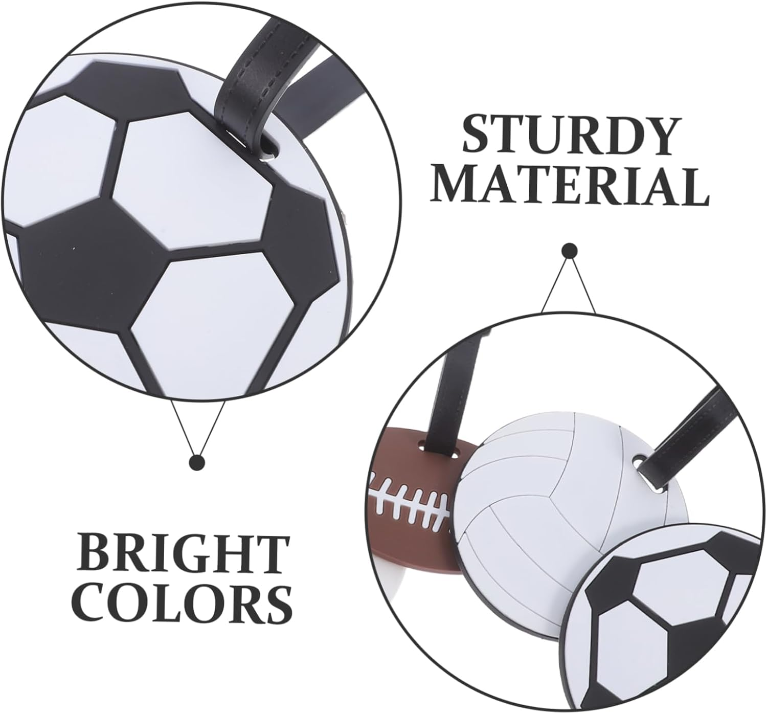 NIYANGLE 5Pcs Soft PVC Luggage Tags for Sports Soccer Baseball Football Volleyball Basketball Outdoor Sports Accessories image number 3