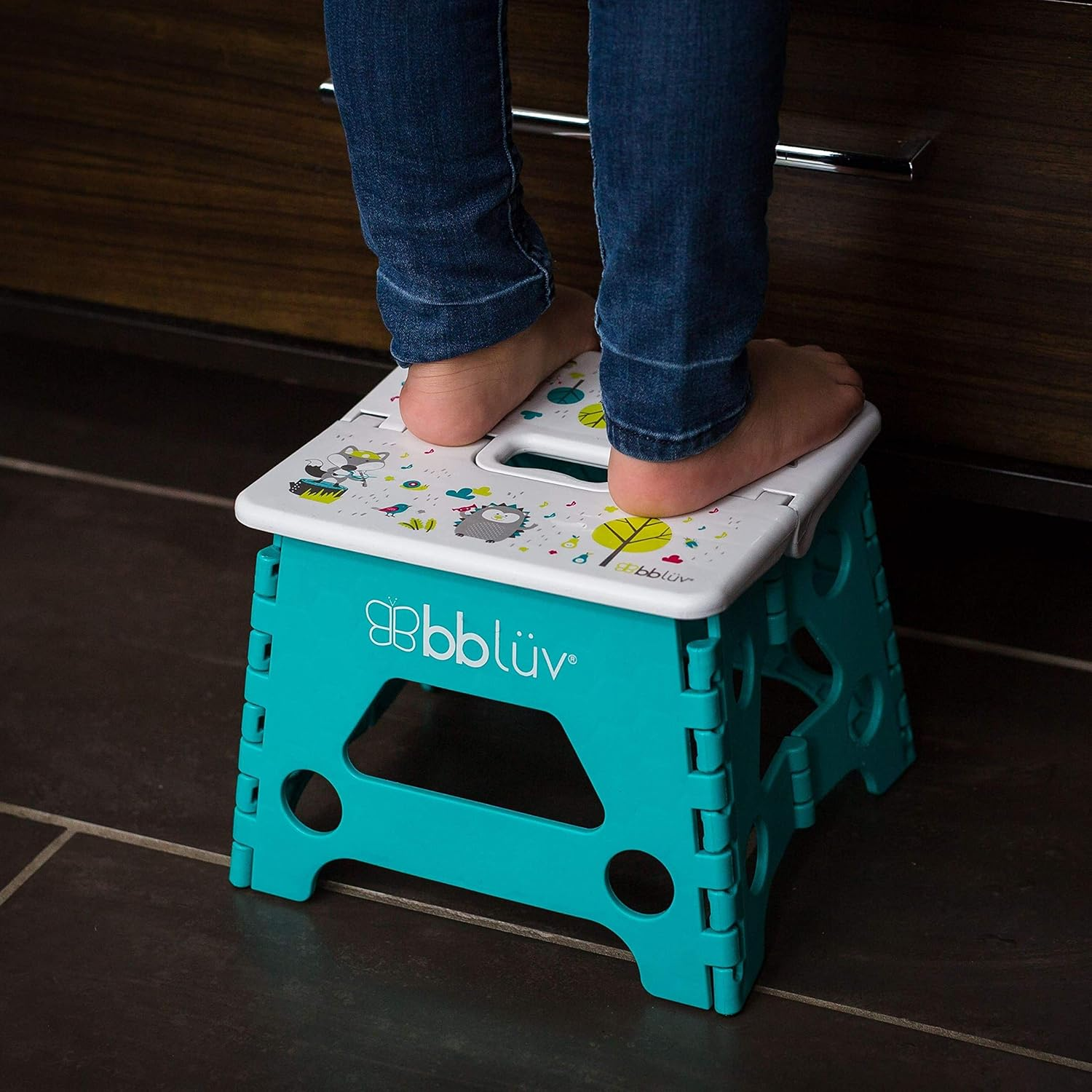 Bbluv - Step - Foldable Step Stool - Safe, Compact and Easy to Clean (Aqua) image number 2