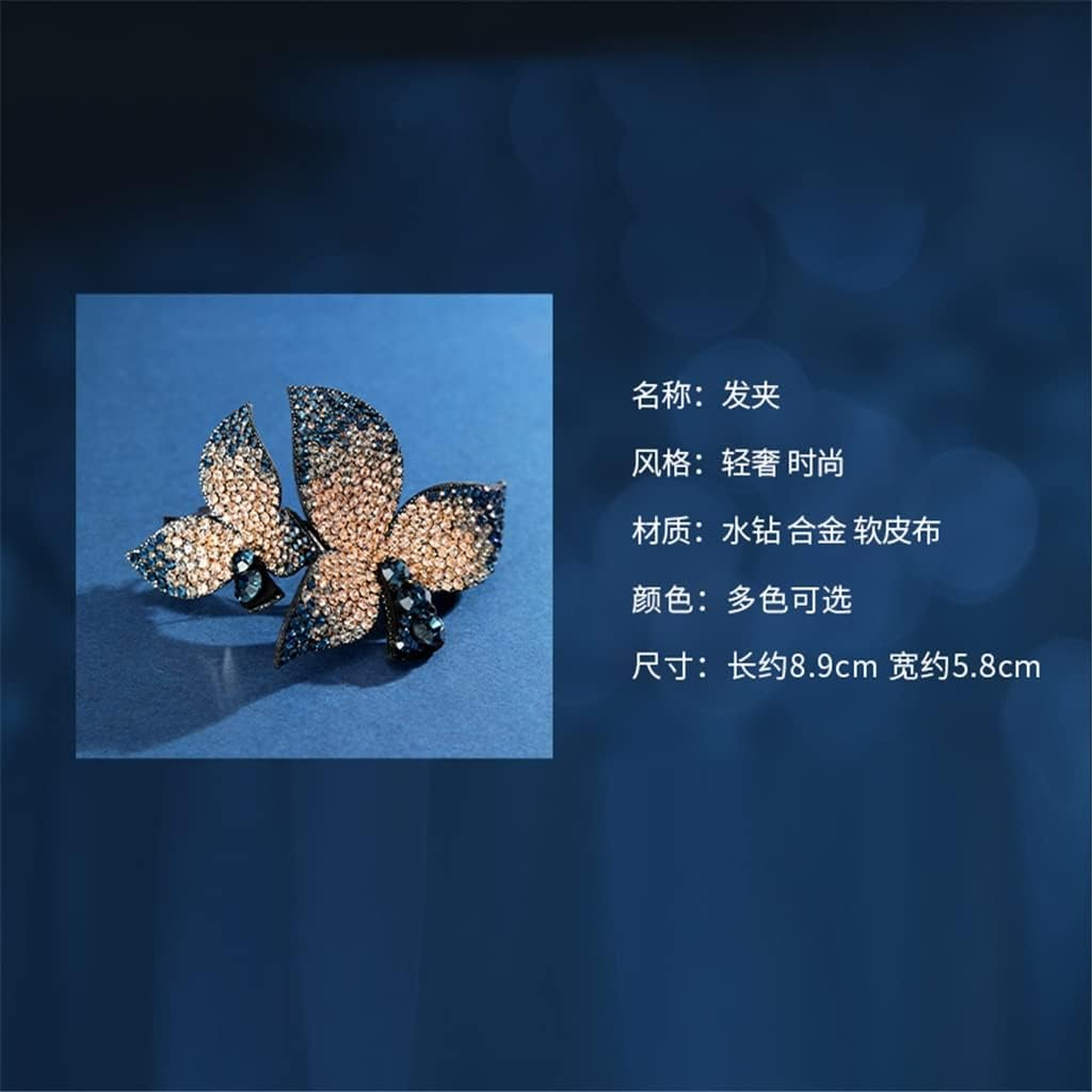 Alligator Clip,Headdress,Hair Clamp,Hairpins,Hairpin Leaves Hair Accessories Hairpin Female Top Clip Back Head Spring Clip Rhinestone Clip Headgear (Color : B, Size : 8.9**5.8Cm) image number 3