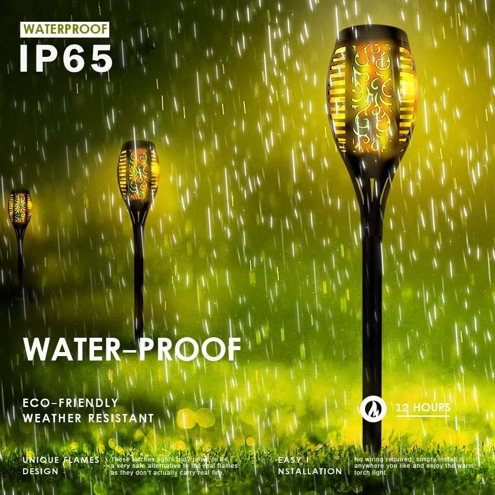 Solar Torch Light with Flickering Flame, 6 Pack Torches Solar Landscape Lights Outdoor Christmas Decoration Lights for Pathway Garden Patio Yard Auto On/Off IP65 Waterproof image number 6