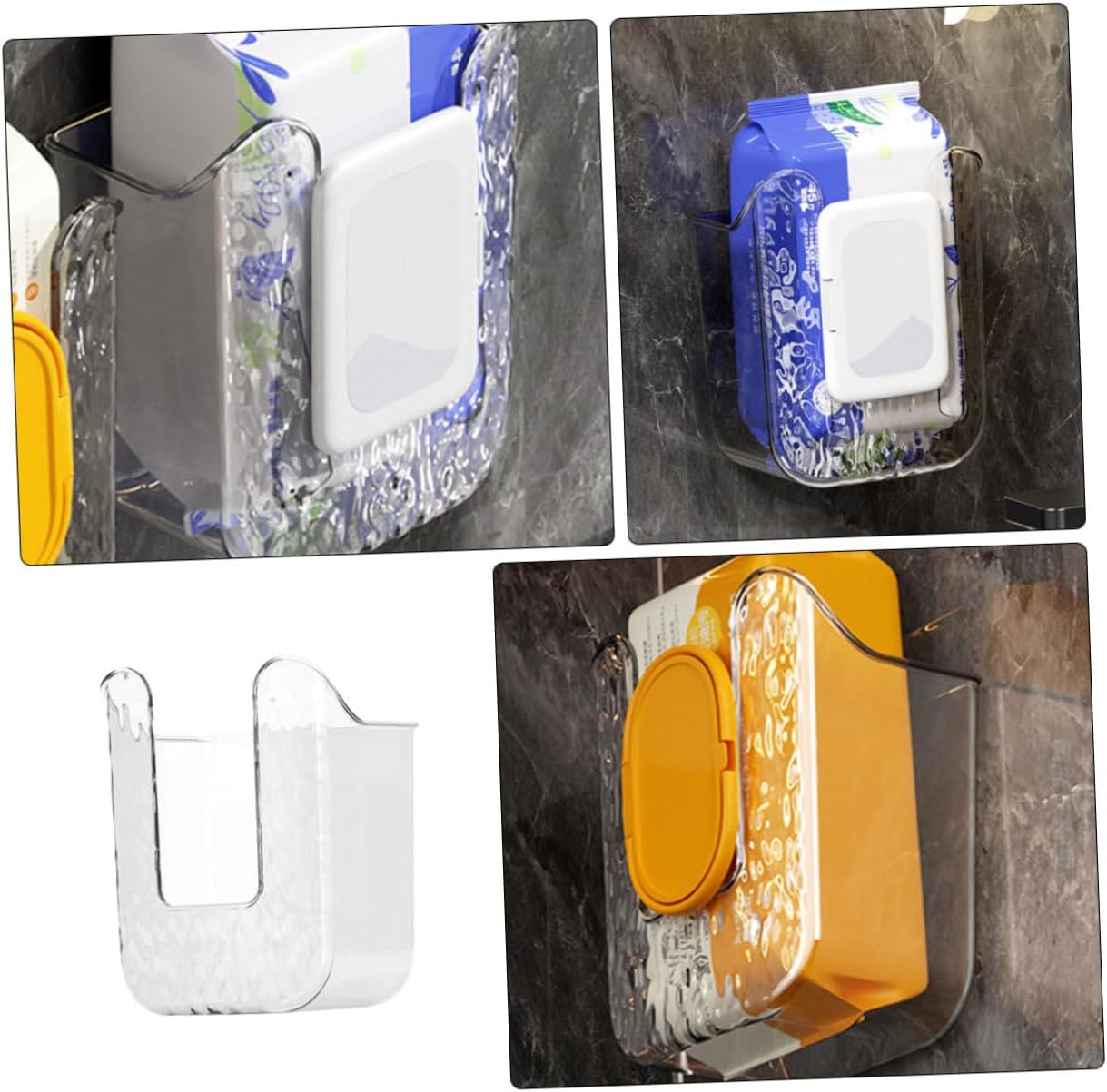 LABRIMP Toilet Paper Holder Stand Wall-Mounted Tissue Box Easy Install Wipe Holder for Kitchen image number 3