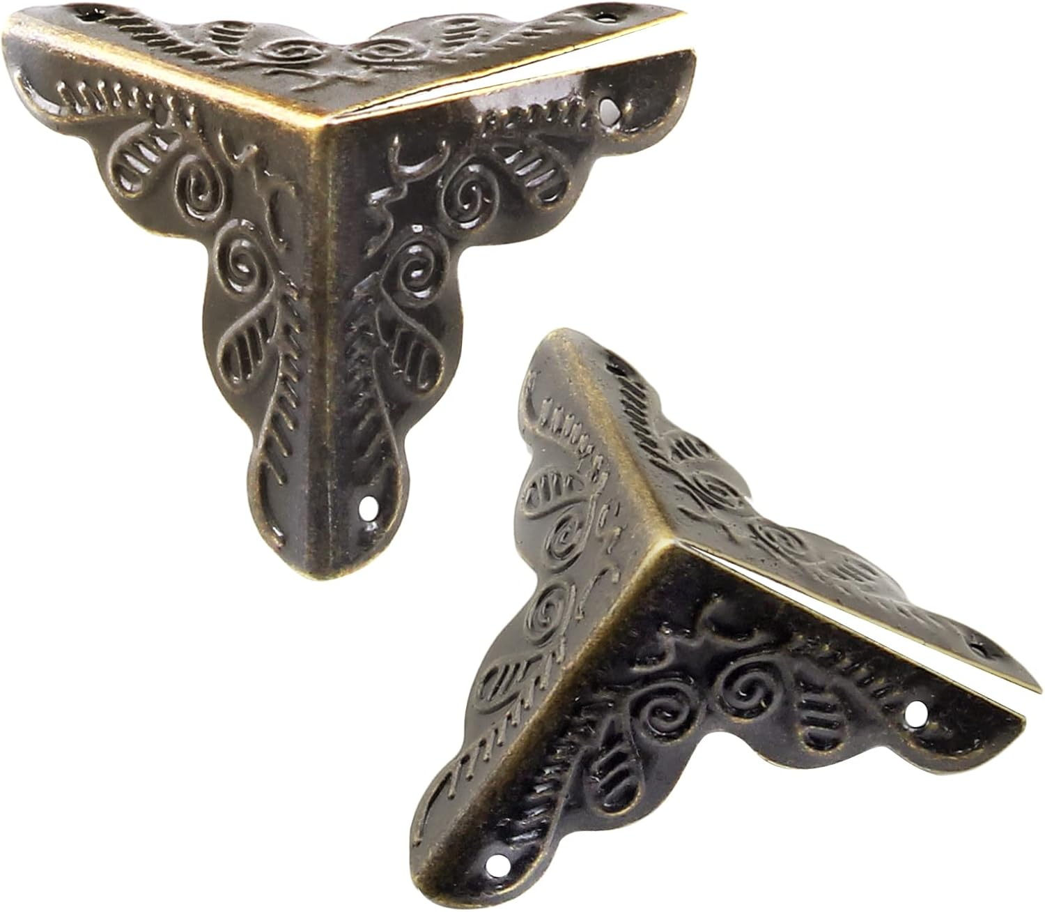 Piutouyar 48 Pcs Box Corner Protectors Metal Cabinet Corner Protectors Rattan Carved Edge Guards for Furniture Decorative with Mounting Screws, 1"X1"X1" Bronze