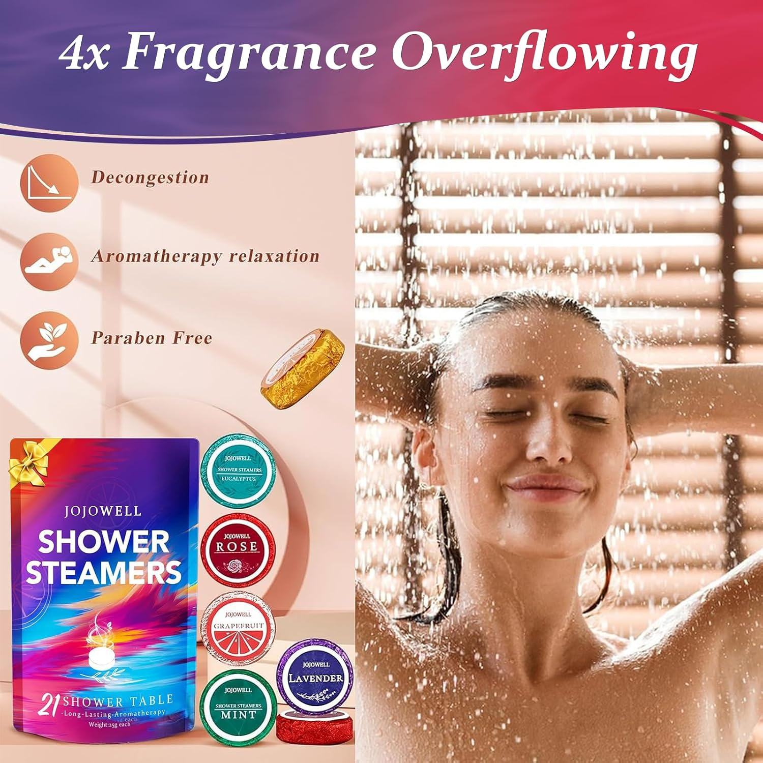 Jojowell Shower Steamers Aromatherapy - 21Pcs Shower Bombs Birthday Gifts for Women Essential Oil, Nasal Relief, Self Care Spa Gifts for Women, Gifts for Her, Wife, Mom Birthday Gifts image number 1