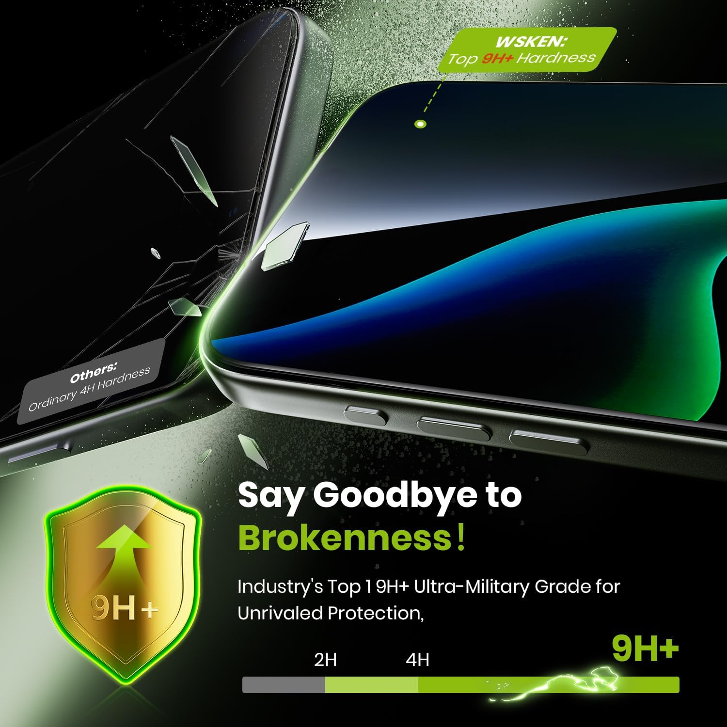 WSKEN for Iphone 17 Pro Screen Protector - [Auto-Dust Removal] [Top 9H+ Tempered Glass] 12FT Shatterproof Military Grade Diamond HD Durable Flim Easy Install Case Friendly, 2 Pack image number 1