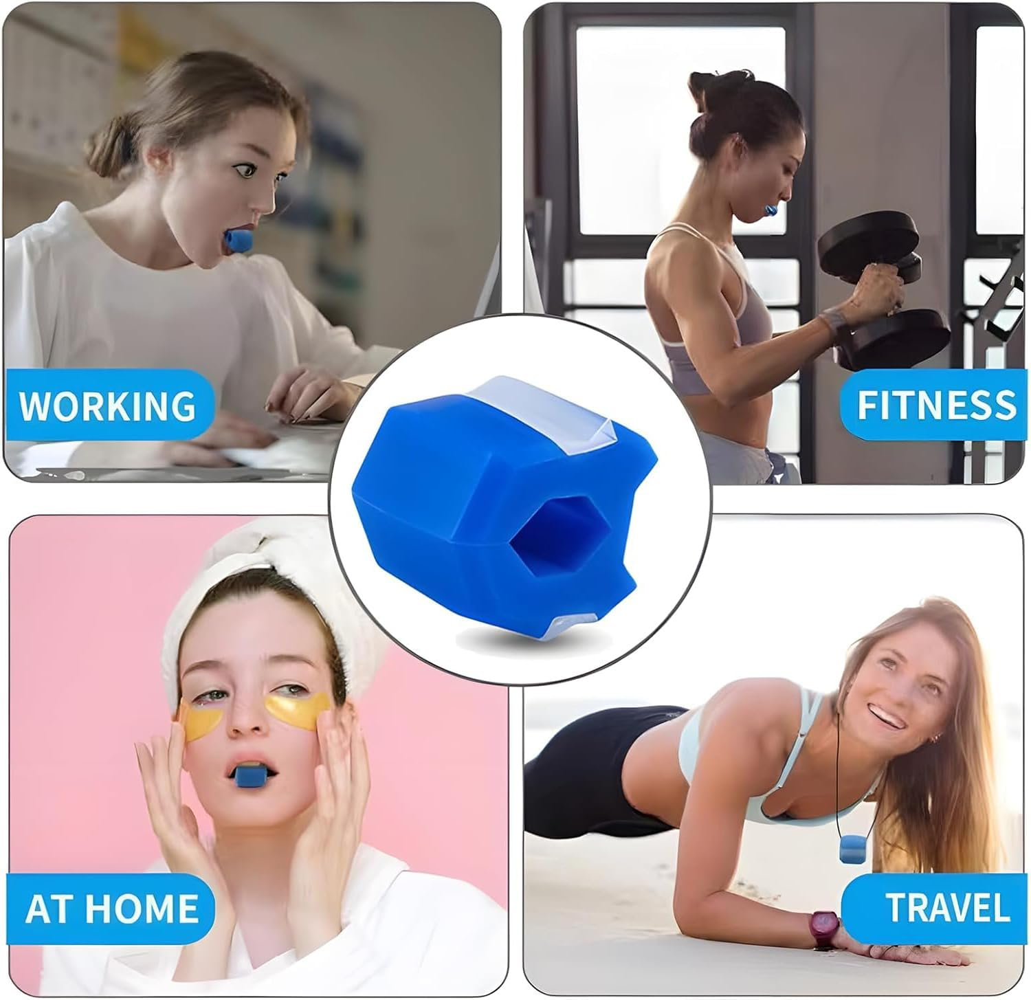 Jaw Trainer 3-Pack with 3 Strength Levels-Includes Portable Necklace & Storage Containers,Face and Neck Exerciser to Define Jawline,Slim Face,Look Younger,Food-Grade Silicone Jawline Kit for Men&Women image number 1