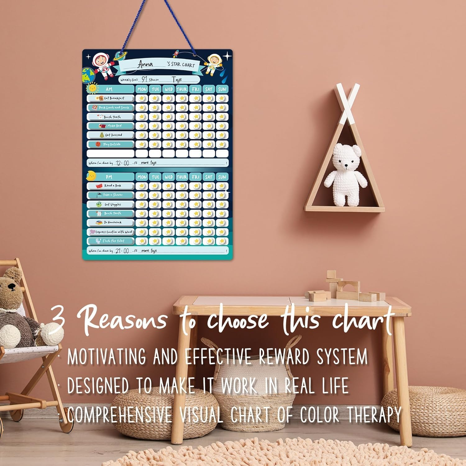 Reward Chore Chart for Kids - Magnetic Behavior Routine Toy for Autistic Children - Reward Visual Schedule Chart - Responsibility Board, ADHD Tools - Hanging Option image number 3