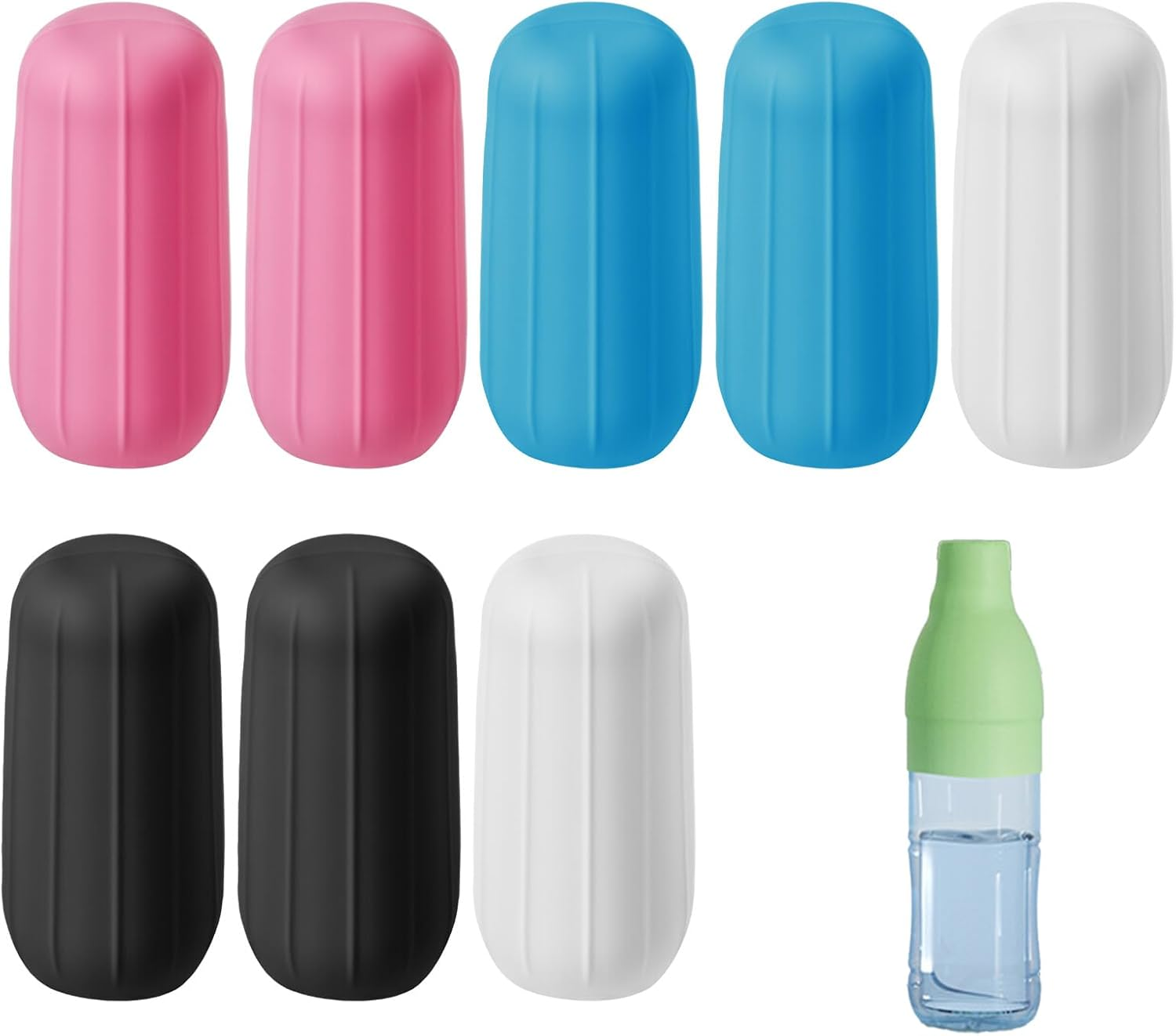 8 Pcs Reusable Silicone Leak-Proof Sleeves, Highly Elastic Travel Bottles Covers Suitable for Various Bottle Types Perfume Bottles Toiletries Mineral Water Bottles(Blue/Black/White/Pink) image number 5
