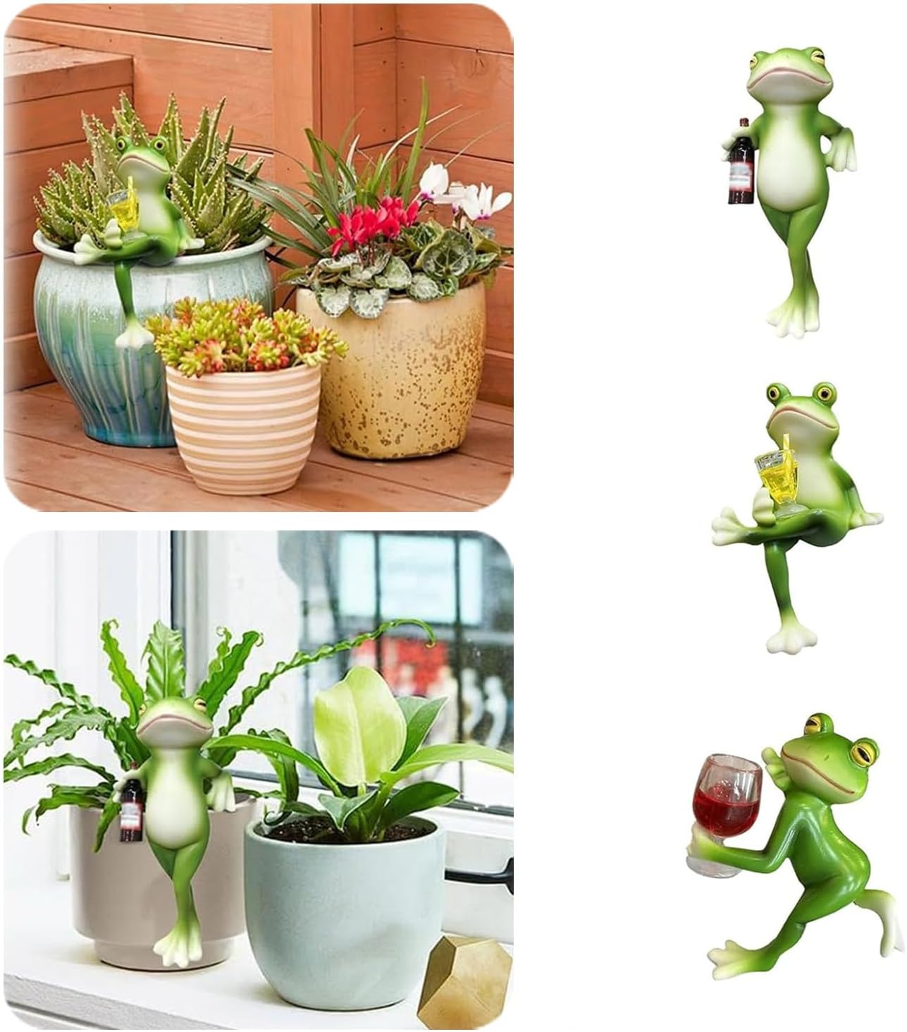 Liahelianx 3 PCS Miniature Frog Figurines for Pots, Funny Garden Decor Outdoor, Frog Statue Planter Hugger, Gifts for Women, Yard Lawn Ornament image number 1