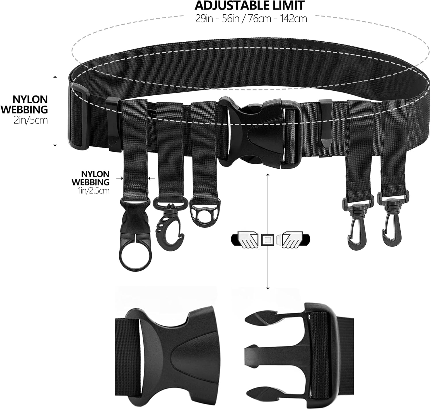 SAMSFX Fishing Adjustable Wader Belt Fishing Waist Belt Fishing Belts Essential Tool image number 3