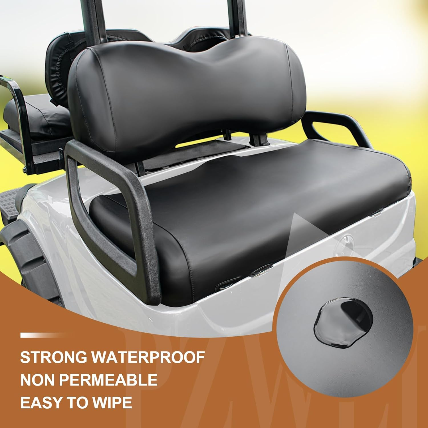 Golf Cart Front Seat Covers for Yamaha Drive/Drive 2 Original Regular Seat Cushion,No Stapler,Smooth and Simple Style, Golf Cart Vinyl Waterproof Replacement Seat Cover,(Black) - For Club Car Precedent Front And Rear Seat image number 6