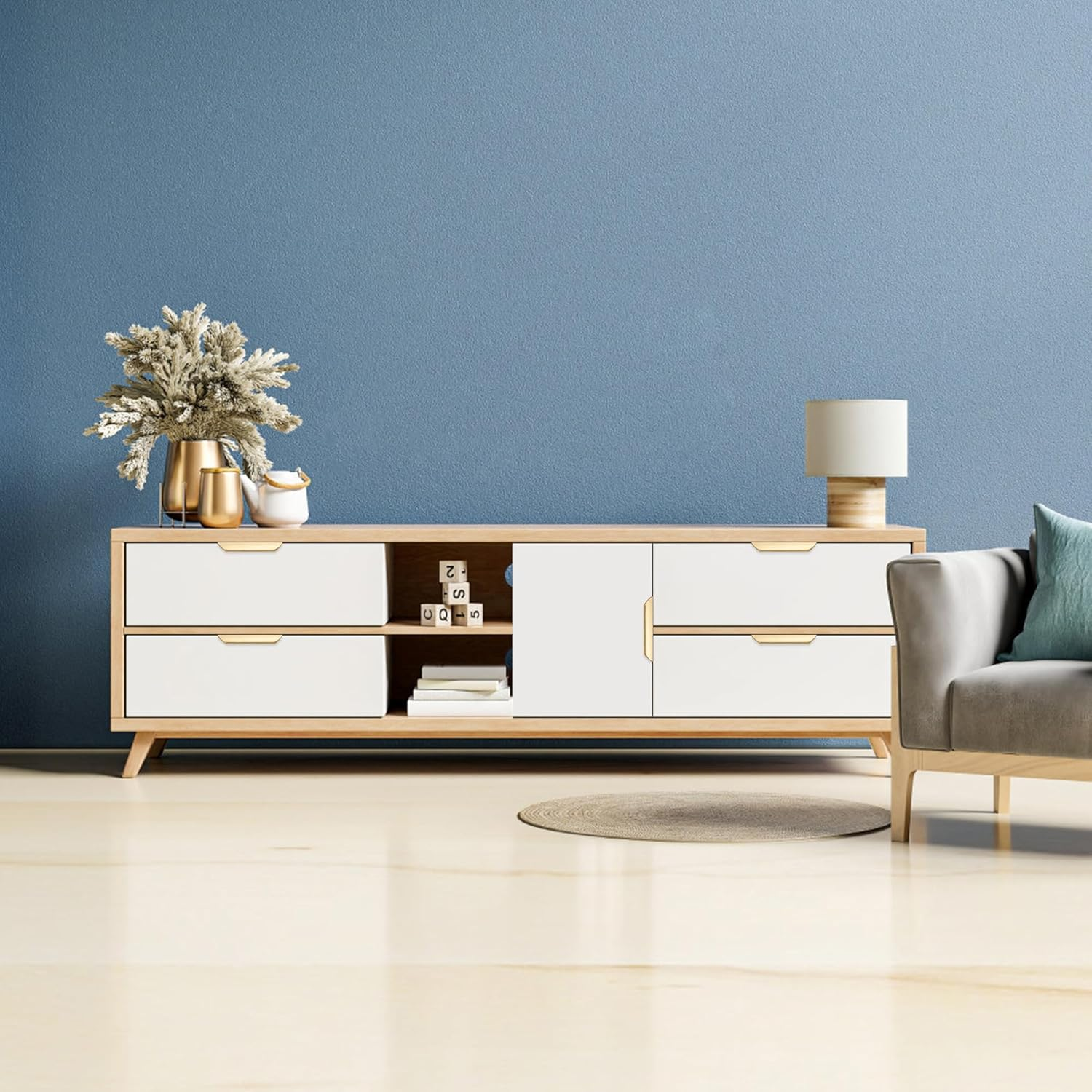 Malimali 5 Pack Dark Gold Edge Finger Pulls for Cabinets 3.15" Kitchen Drawer Handles Modern Aluminum Concealed Tab Pulls for Closet Door, Brushed Dark Gold image number 6