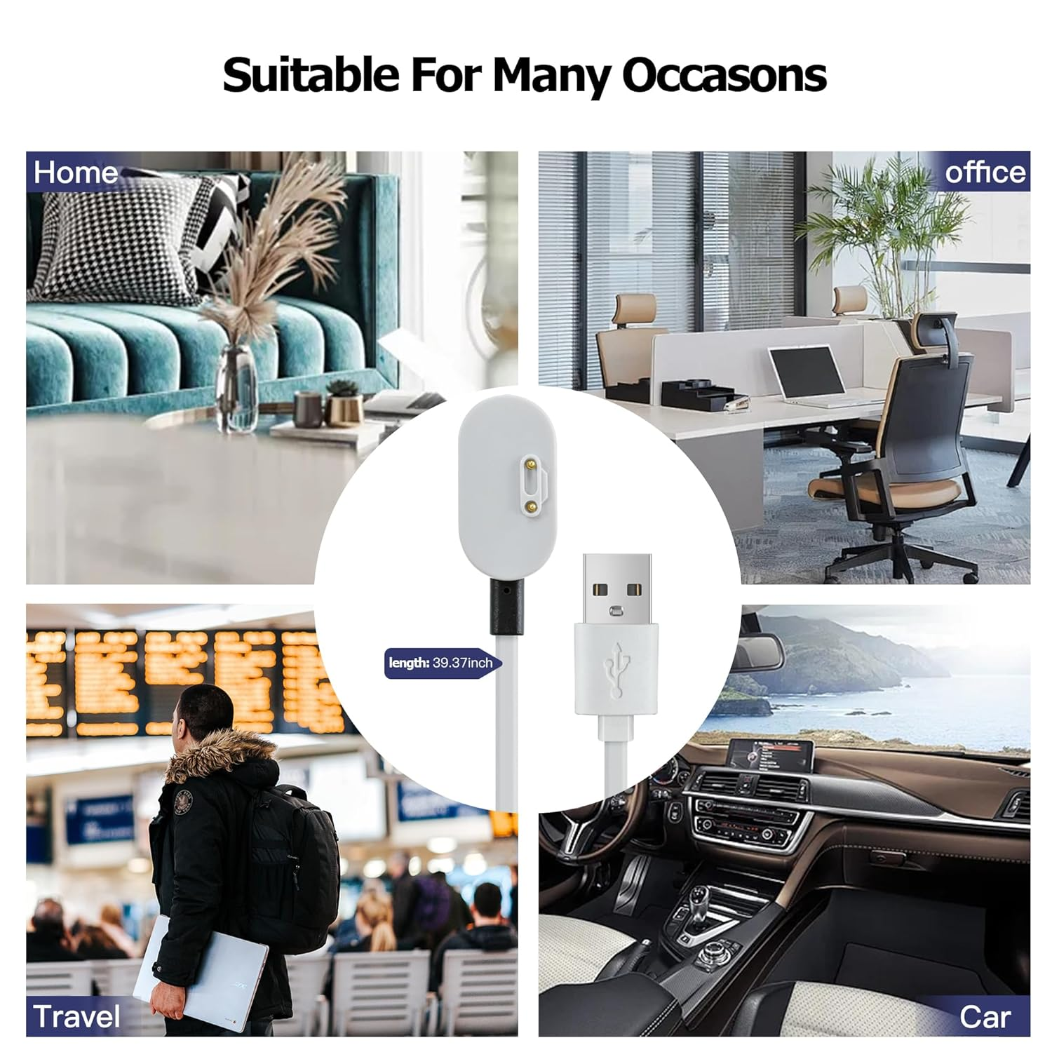 AWINNER Compatible with Imoo Watch Phone Z6 / Watch Phone Z1 Charger Cable - USB Charging Chord for Smart Watch - White 1M